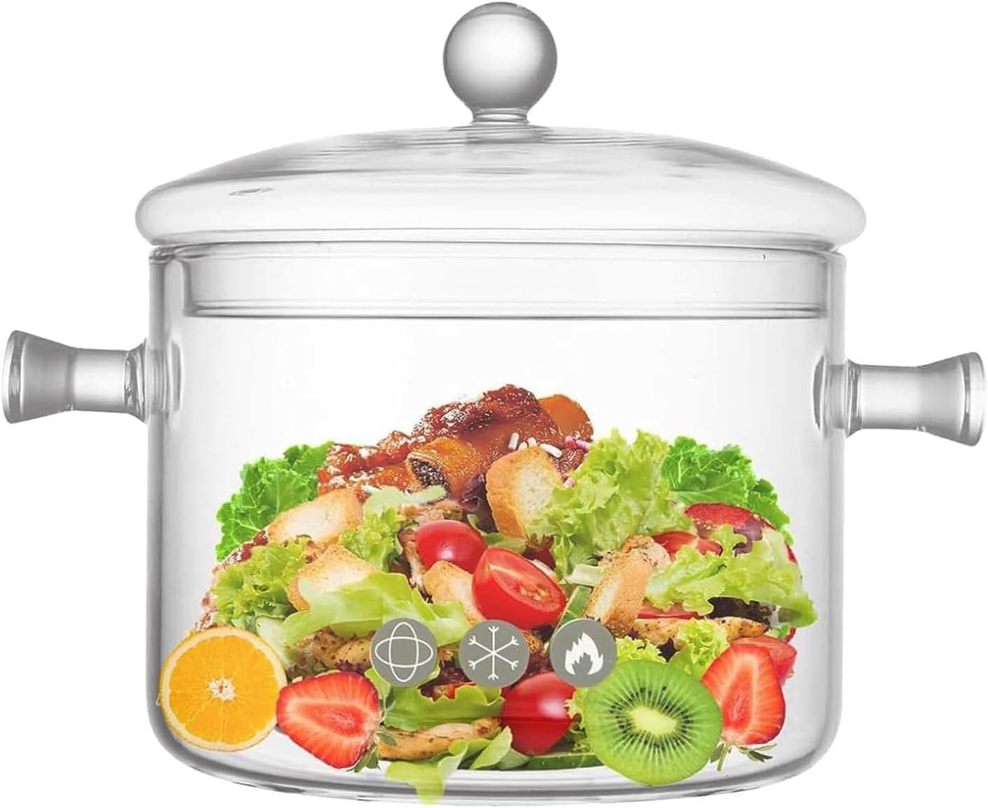 Glass Cooking Pots 1.7L/57OZ Heat-Resistant Borosilicate Glass Saucepan with
