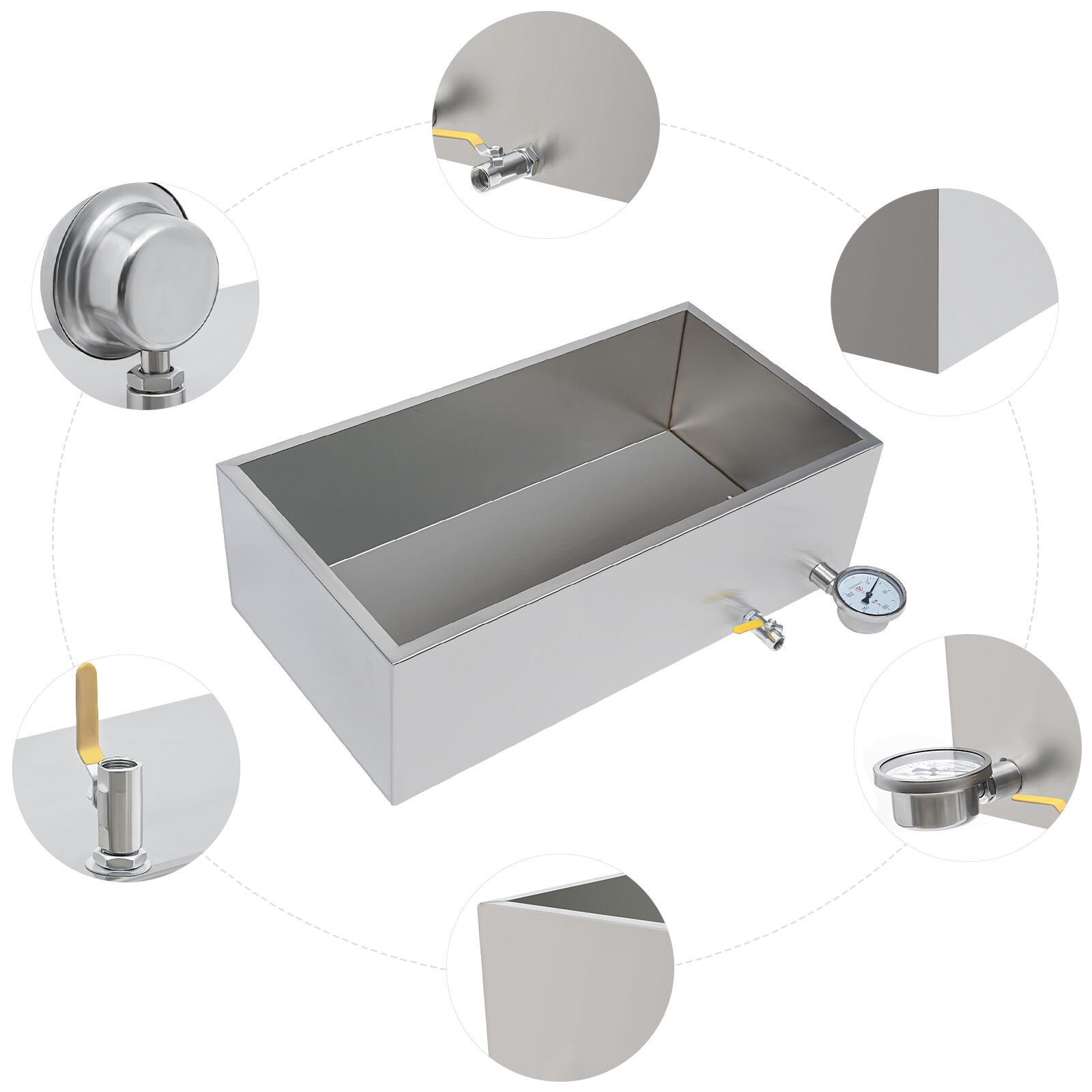Stainless Steel Maple Syrup Evaporator Pan w Valve and Thermometer Boiling Pan