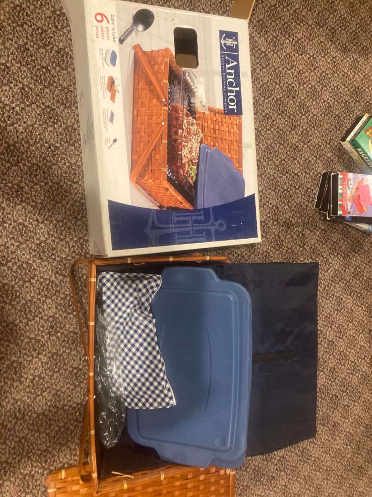 New w/Box Anchor Hocking Bake N Take 6 Pieces Basket Casserole Baking Dish Glass