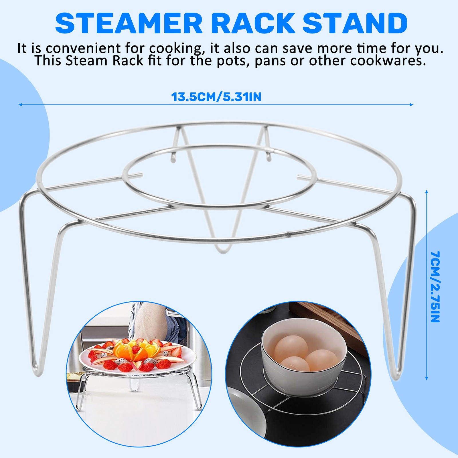 stainless steel Steamer Rack Stand Kitchen Cooking 3 Inch High J9H24030