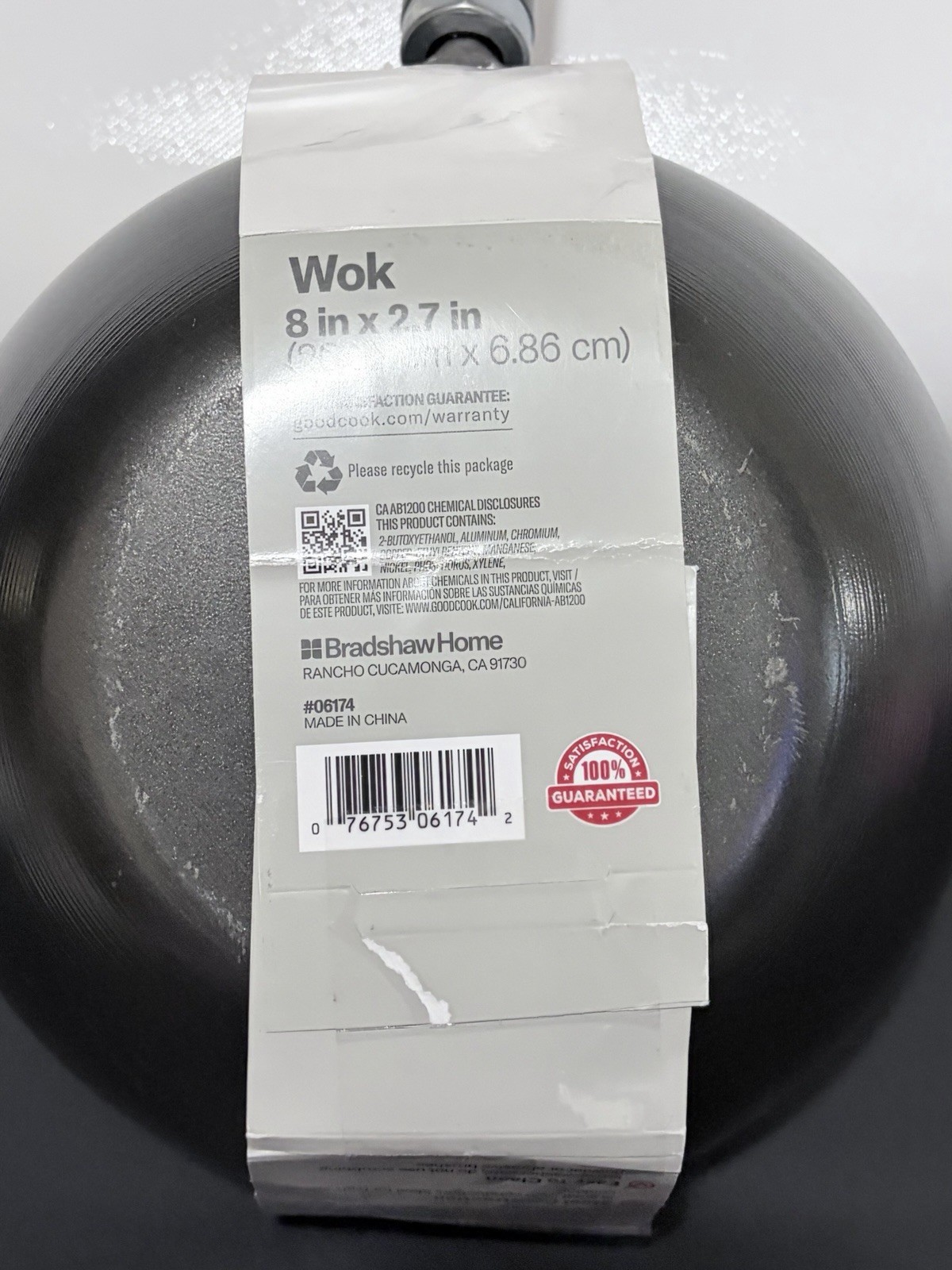 WOK GoodCook Everyday Nonstick Black, Carbon Steel 8 Inch Wok Easy Clean