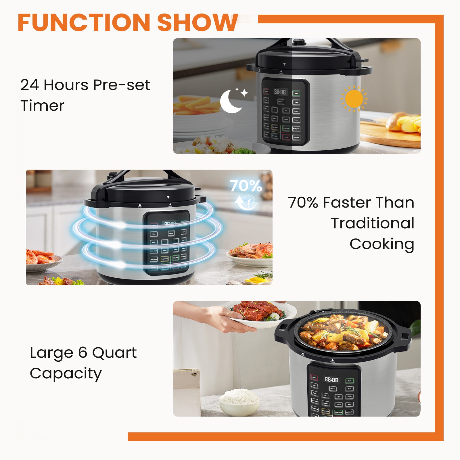 9 In 1 Electric Pressure Cooker, Warmer & Sterilizer, Saute, Slow Cooker, Rice C