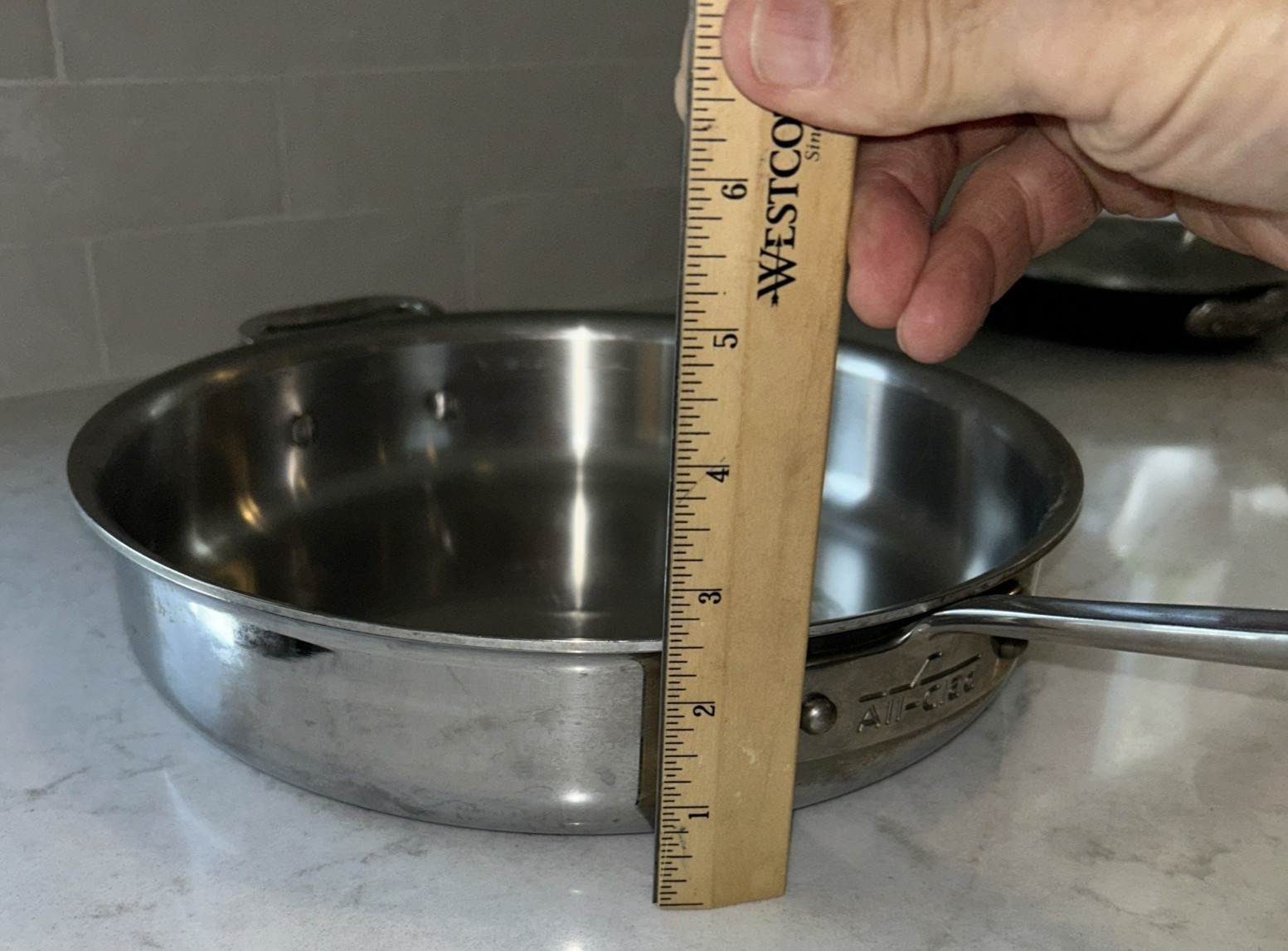 All Clad Stainless Steel 11″ Sauté Skillet Frying Pan helper handle 2.5″ deep