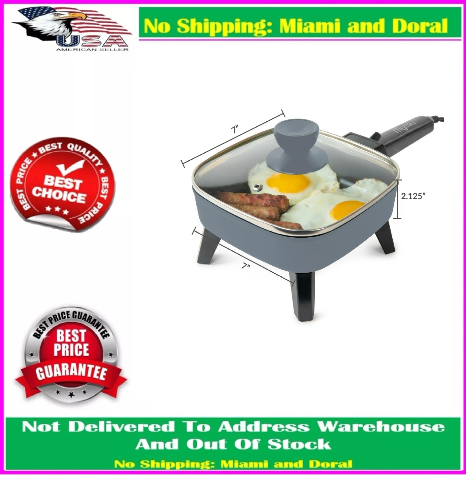 Electric Frying Pan With Glass Lid Cooking Skillet Fry Pan Small Mini Portable