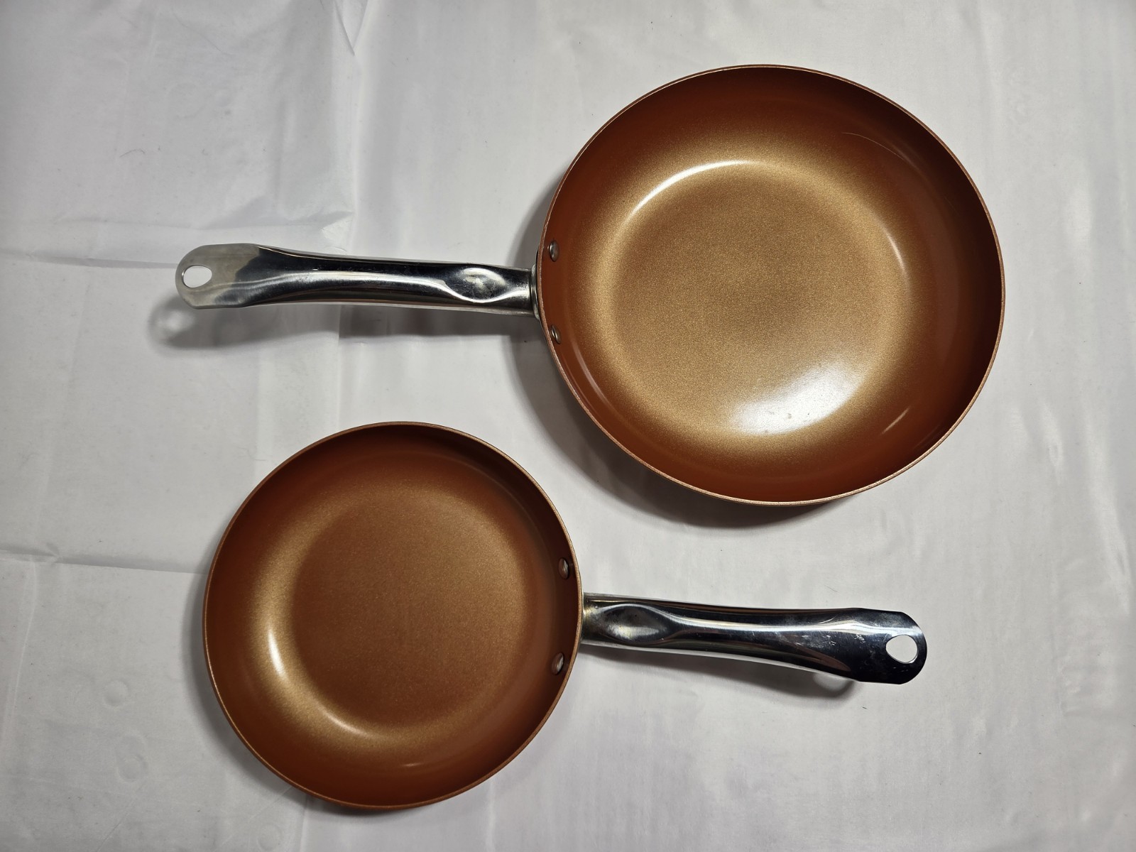 Copper Chef Frying Pan 8 & 10″ Copper Infused Skillet Non-Stick Coating Lot Of 2