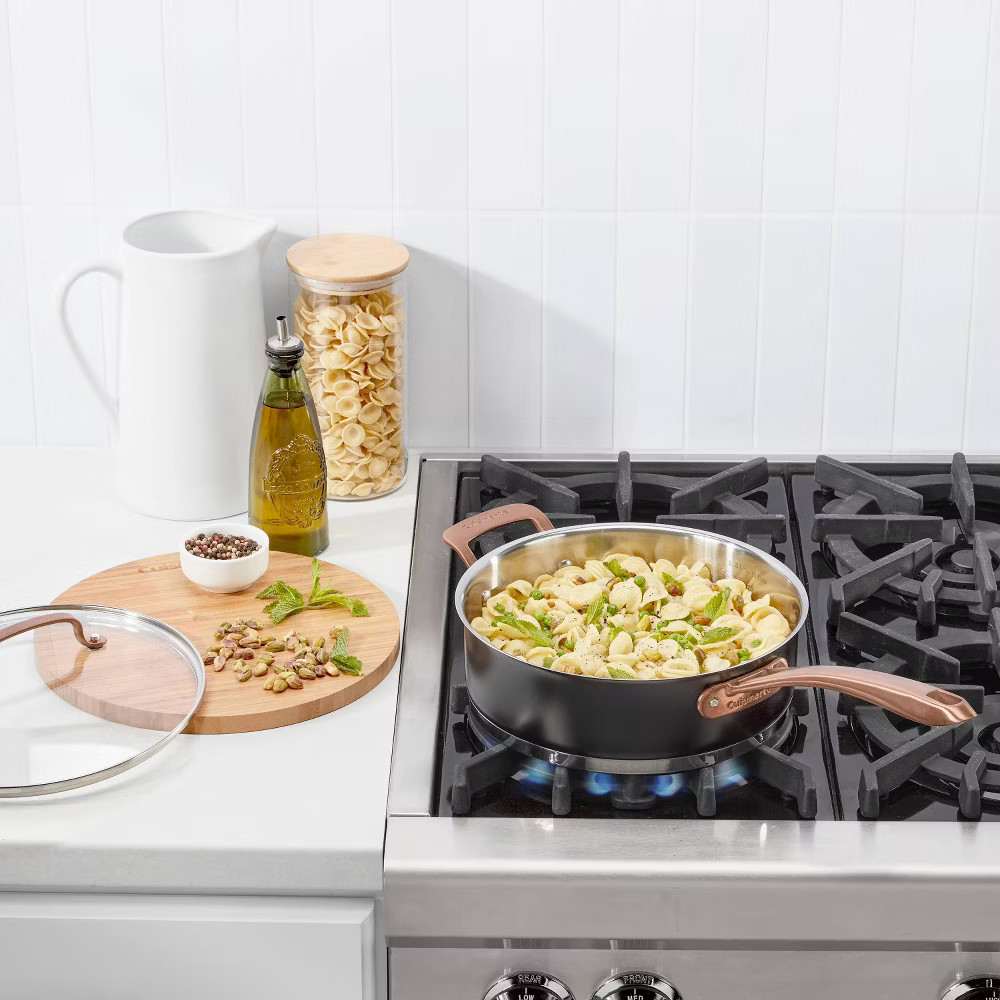 Cuisinart 3.5qt Matte Black Stainless Saute Pan with Cover Blush Bronze and