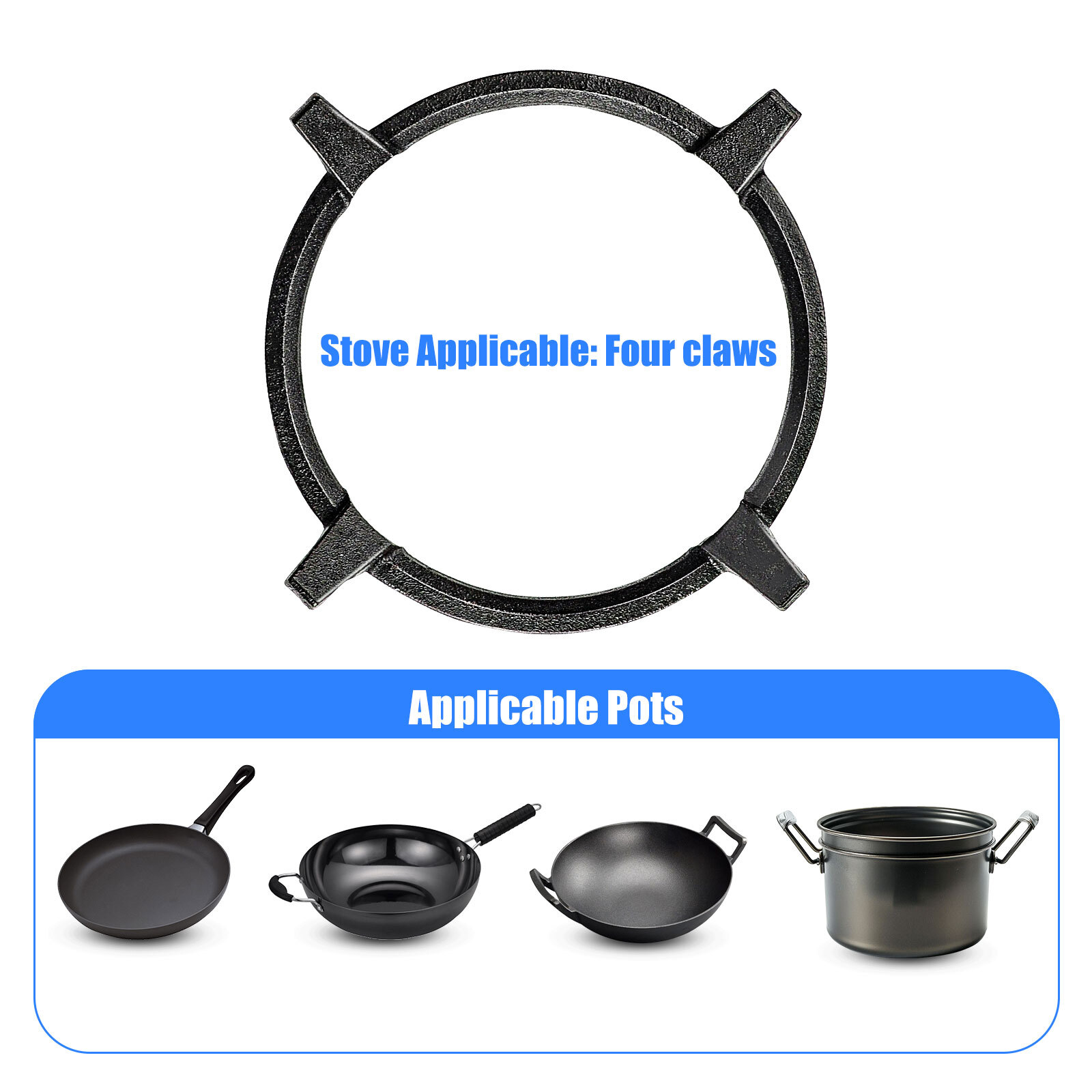 8.4” Wok Ring Non-slip Black Cast Iron Stove Stand for Kitchen Wok Support Ring