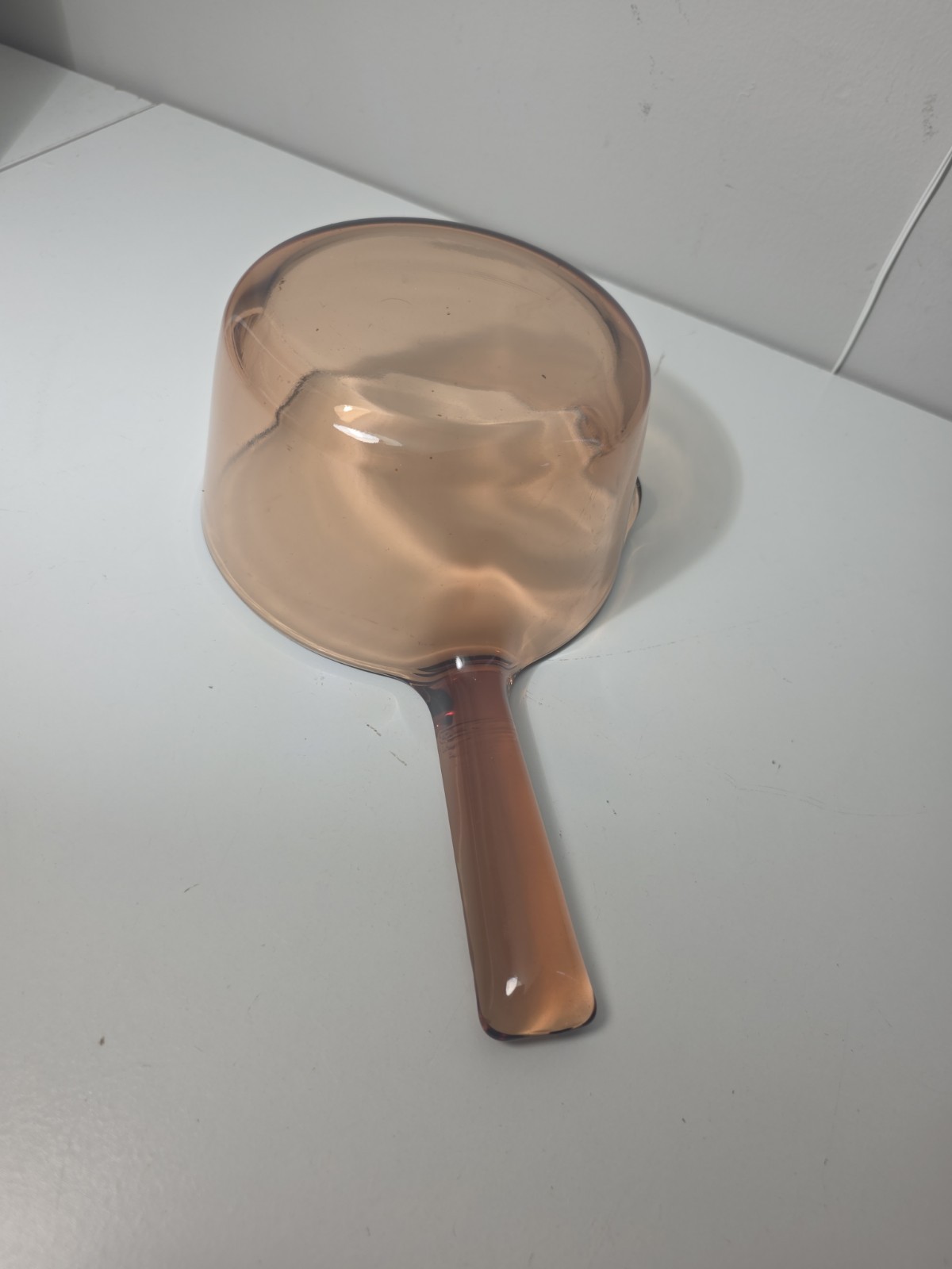 Vintage Pyrex Corning Vision Ware Amber 1L Glass saucepan w/ Spout no lid used