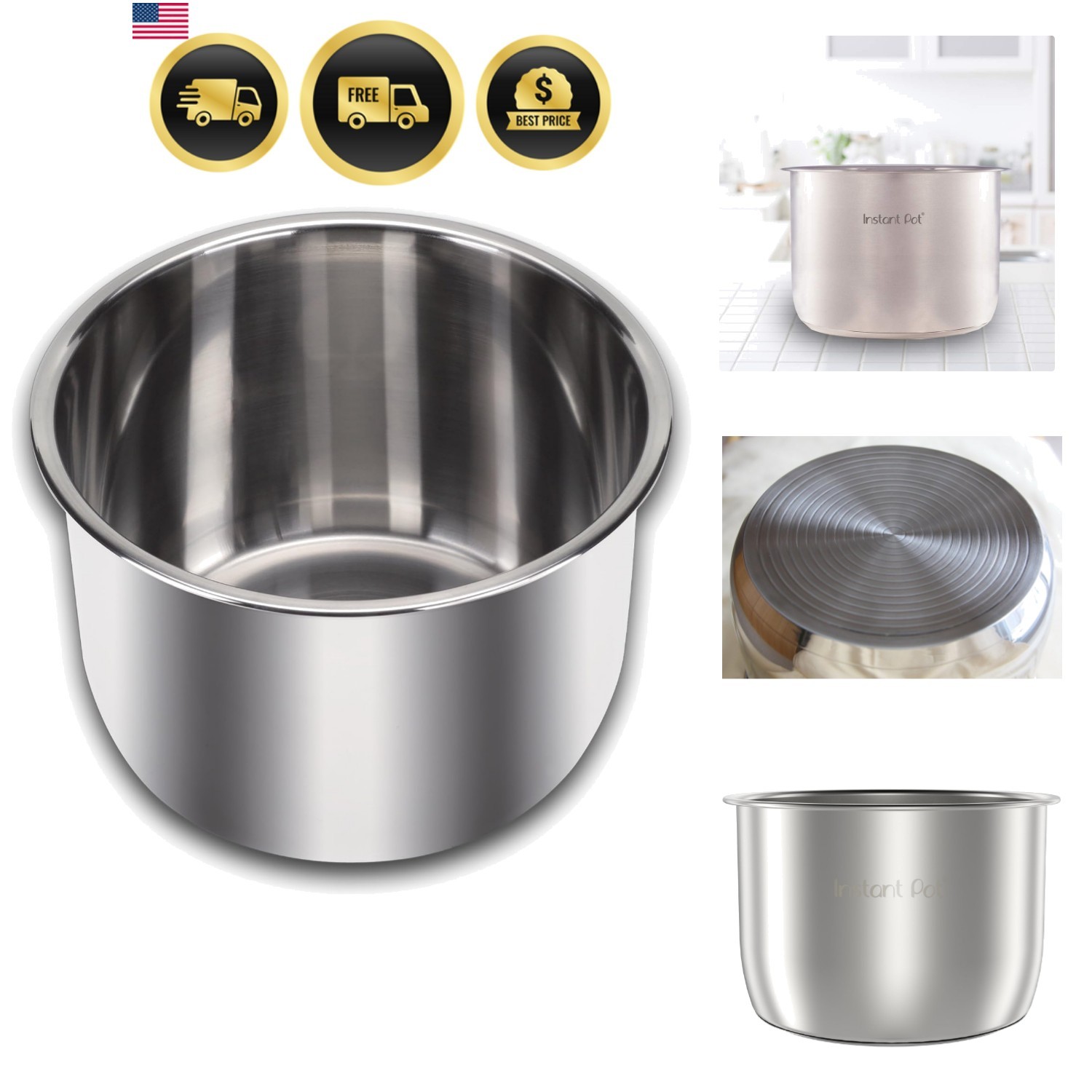 Stainless Steel Inner Cooking Pot 8-Qt, Polished Surface, Rice Cooker, Stainl…