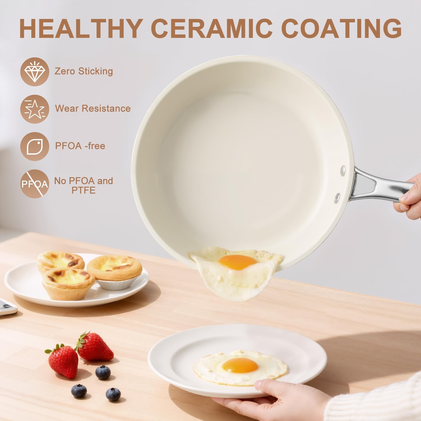 9.25 Inch and 11 inch Ceramic Nonstick Frying Pan Skillet – PFAS-Free, Non-, …