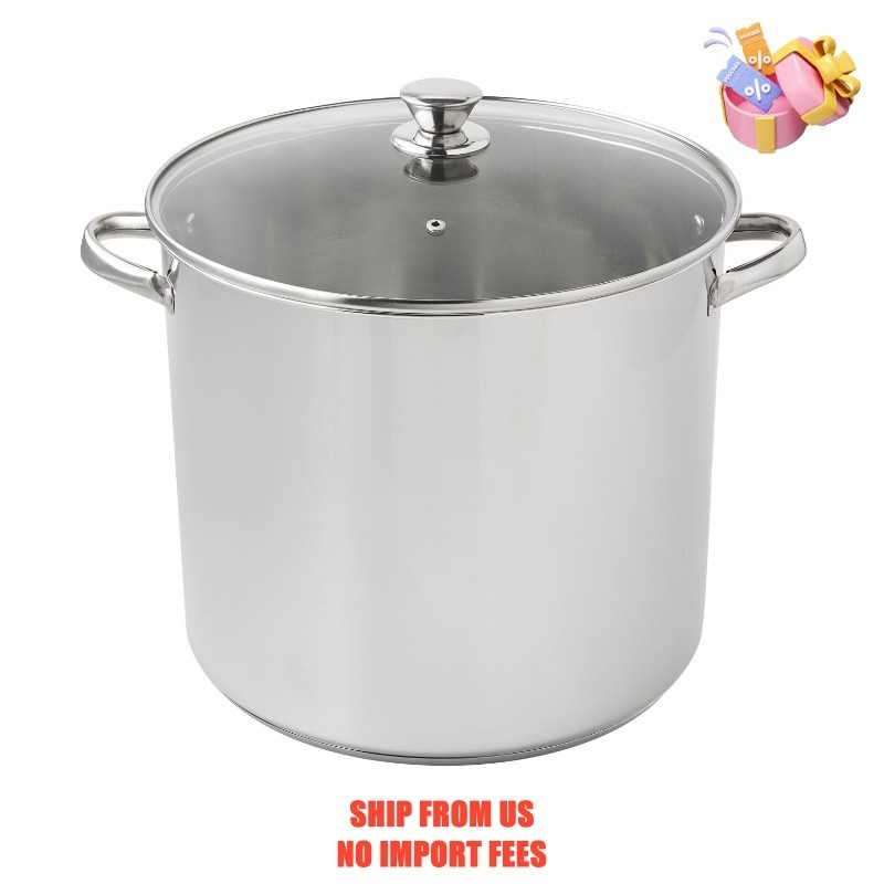 Mainstays Stainless Steel 20-Quart Stock Pot with Glass Lid