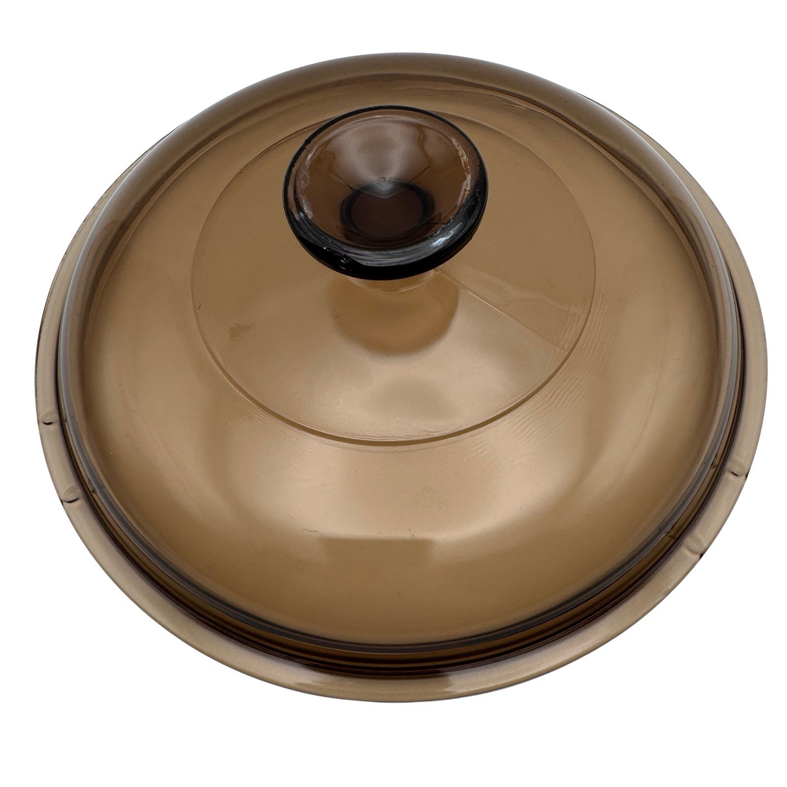 Pyrex Visions V2.5C Amber Brown Glass Pot Lid Only Replacement (Small Chip)