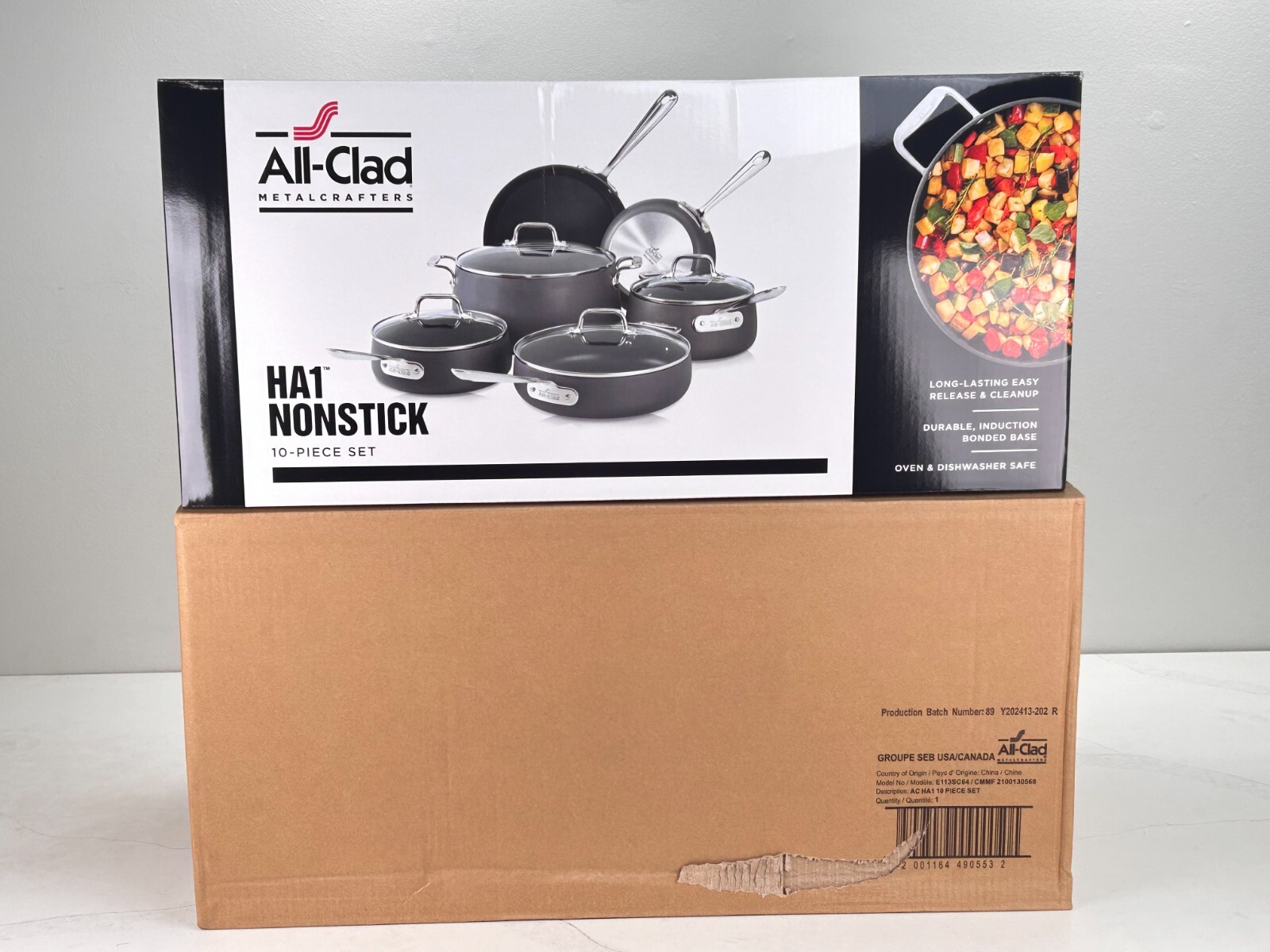 New All-Clad HA1 Hard Anodized Nonstick 10 PC Set & B1 13×16 Roaster+Accessories
