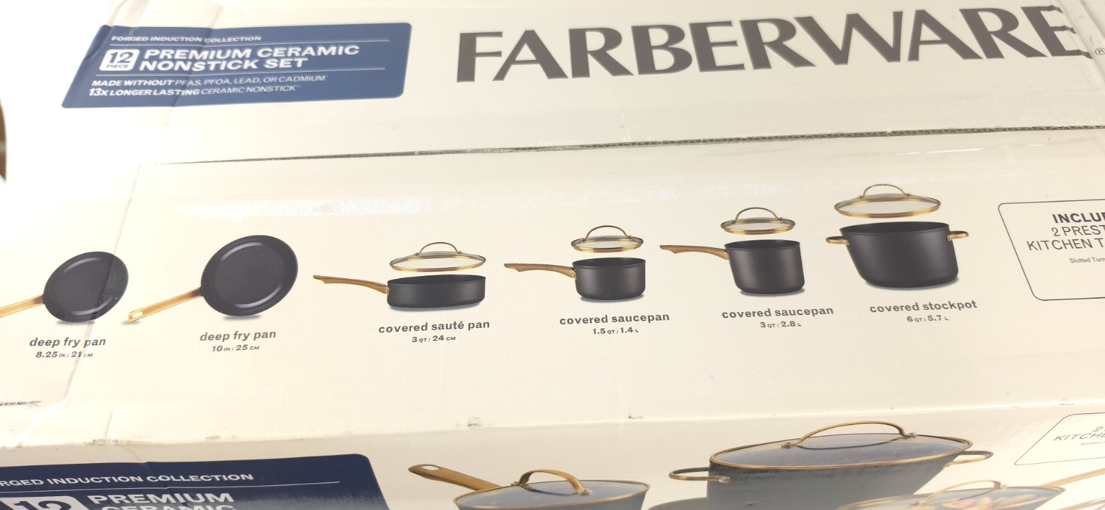 Farberware Forged Induction 12-Piece Aluminum Ceramic Nonstick Cookware Set Blac