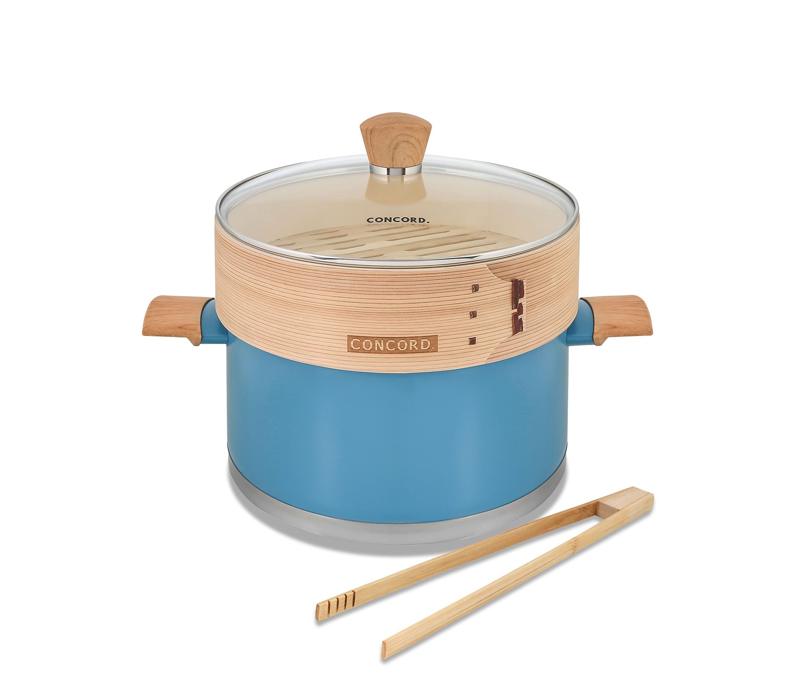 CONCORD 10″ Stainless Steel Steamer Pot with Natural Bamboo Steamer 24 CM Ste…