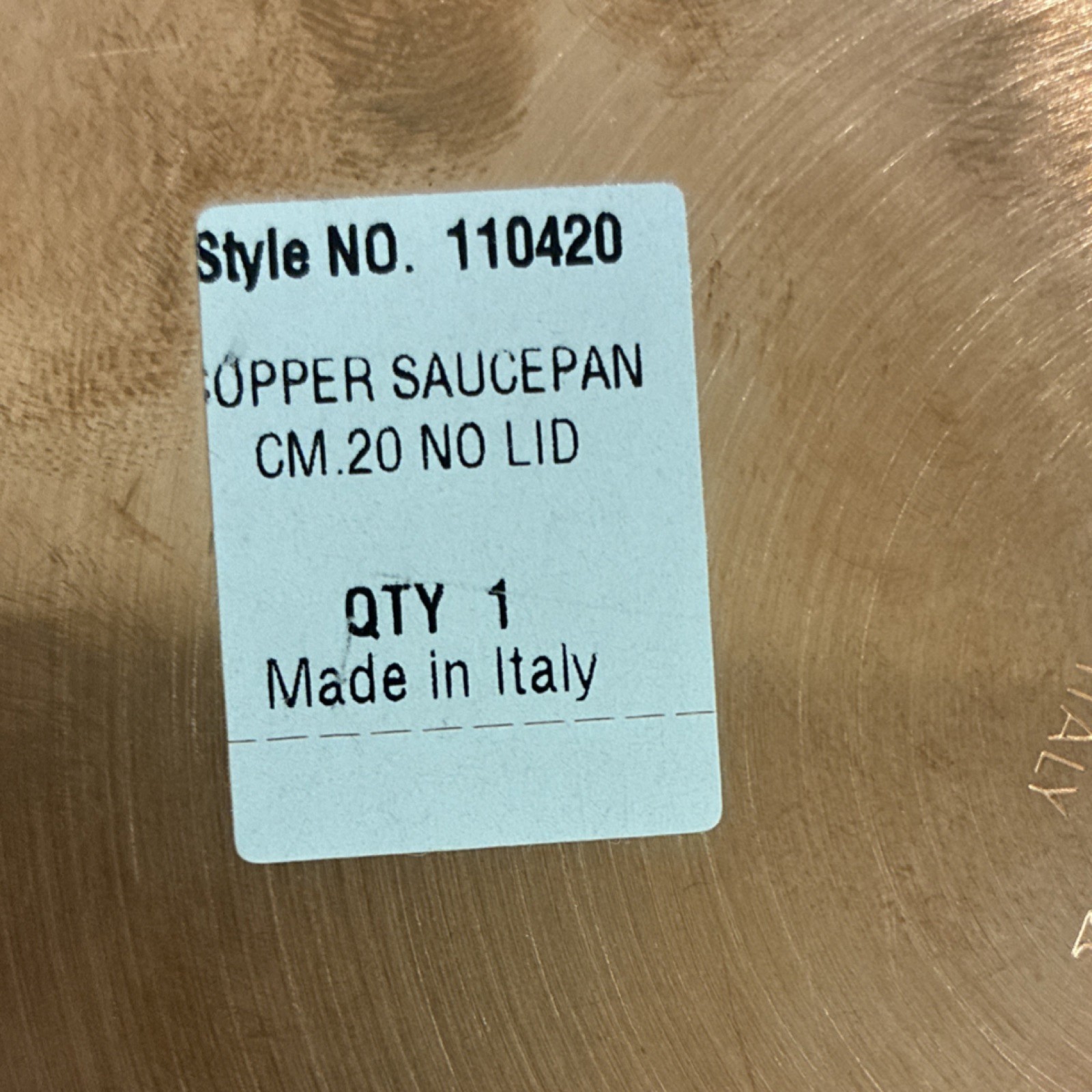 Ruffoni Tin Lined Copper Saucepan 20cm Brass Handle Made in Italy 110420