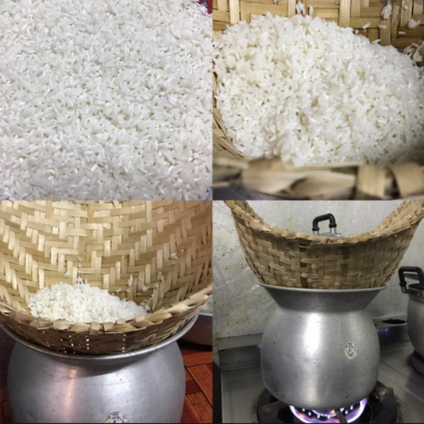 Thai Kitchen Sticky Rice Glutinous Cooker Steamer BamBoo Basket Pot Japan Lao