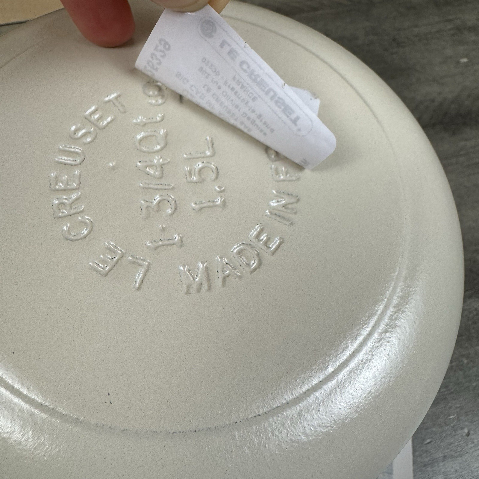 Le Creuset Signature Enameled Cast Iron Saucepan 1 3/4-Qt. Brioche Scuffed Read