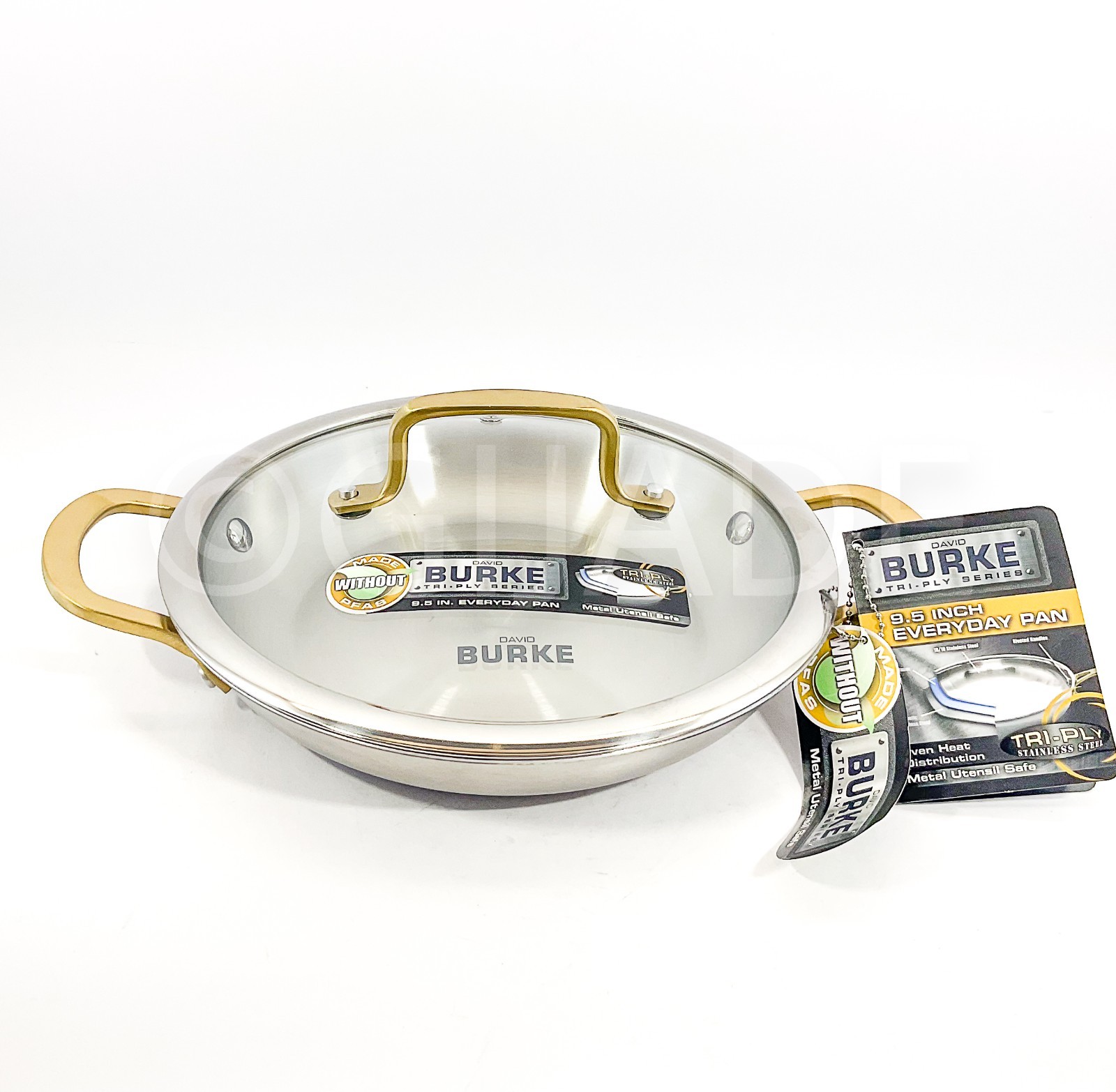 David Burke Splendor Series Everyday Pan 9.5″ Pot lid cookware Silver & Gold
