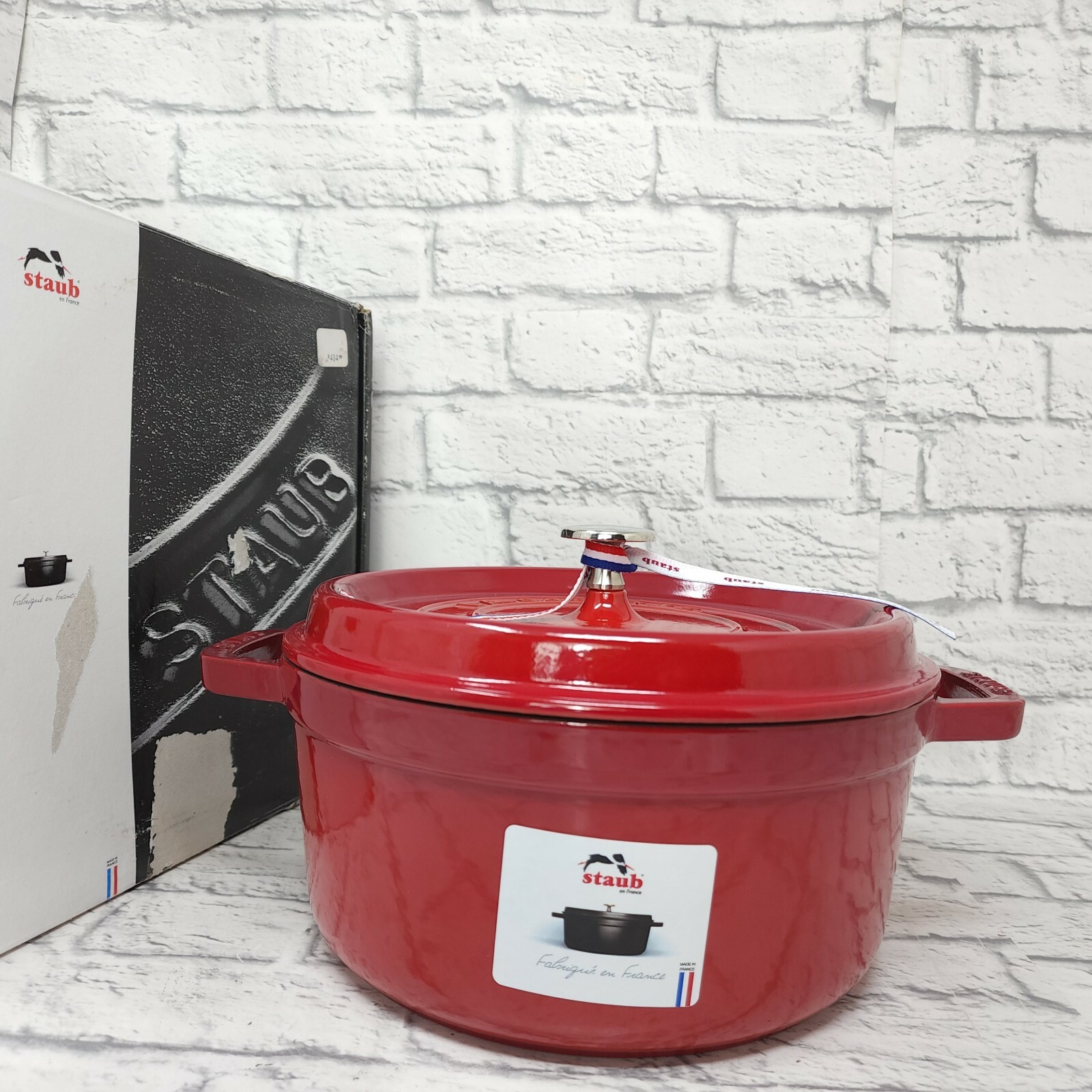 Staub 4 Quart Round Enameled Cast Iron Cocotte, Red Cherry