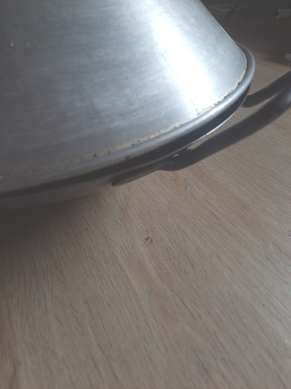 Vintage Commercial Carbon Steel Wok Chinese 17.5″ Welded Handle Industrial Lid