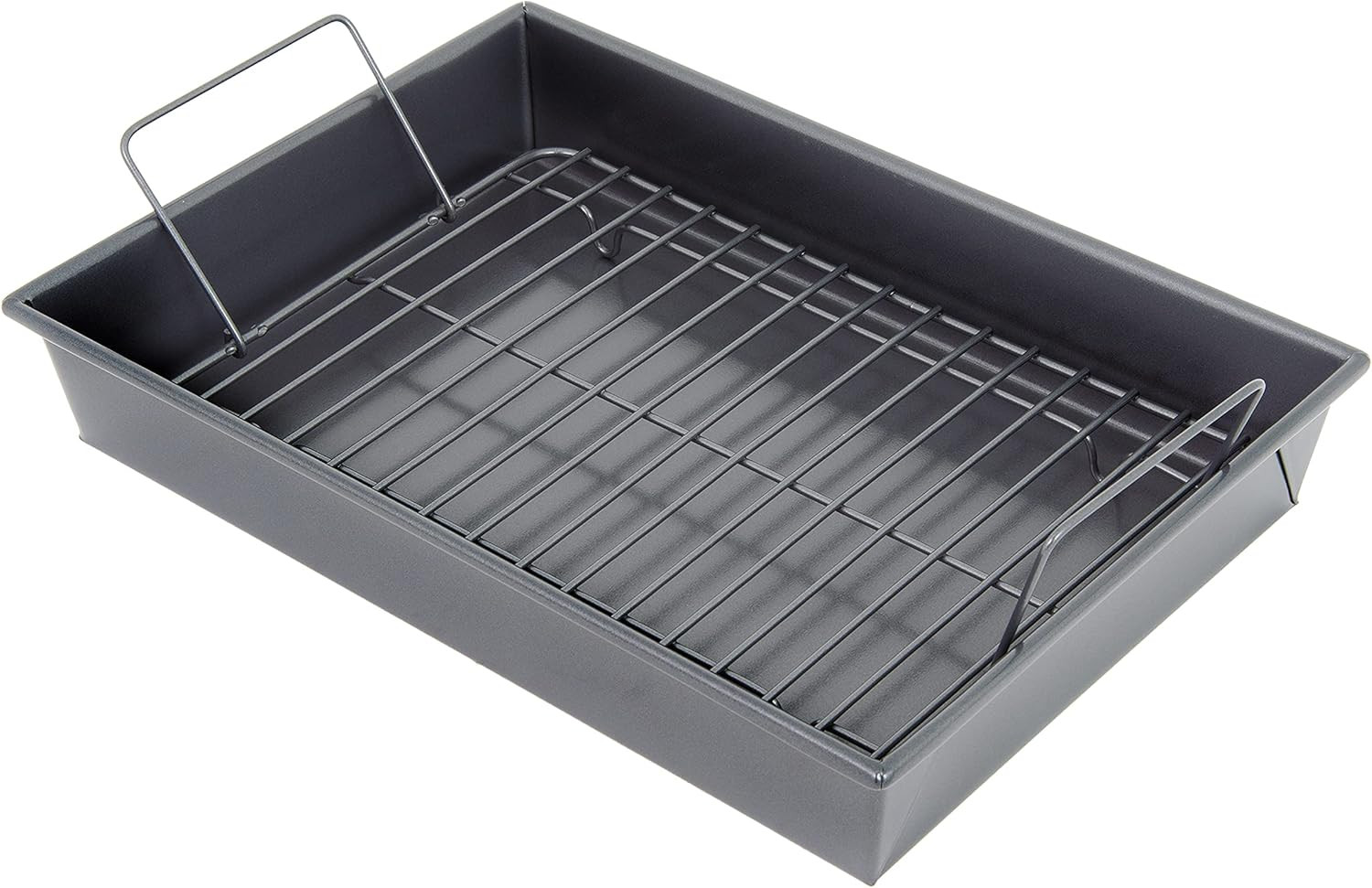 16947 Professional Roast Pan with Non-Stick Rack, 13-Inch-By-9-Inch, Gray
