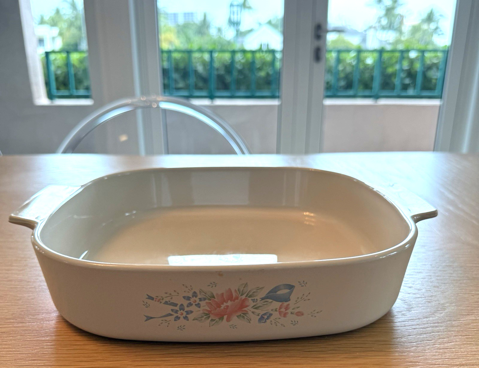 Corningware Blue & Orange Cornflower A-10-B 2.5 Qt Square Casserole Dish No Lid