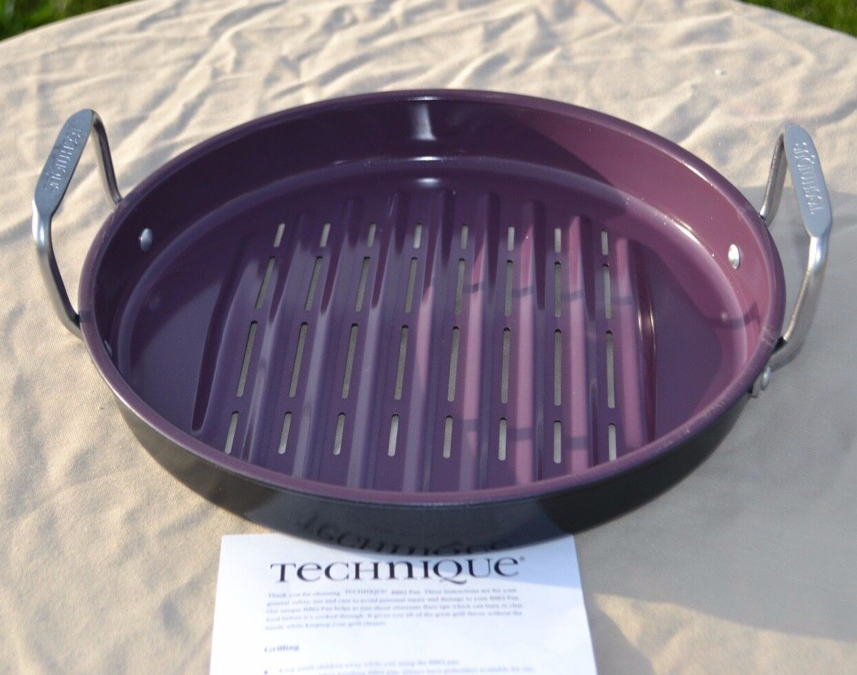 Technique 12″ Round BBQ Pan with Ceramic Non Stick – Eggplant