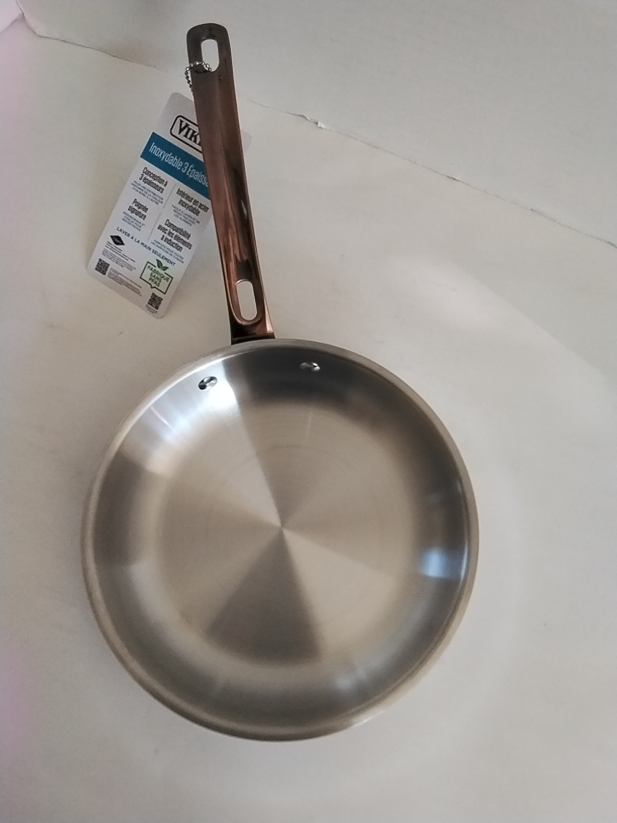 Viking 3 Ply Stainless Steel 8″ Frying Pan With Copper Stay Cool Handle