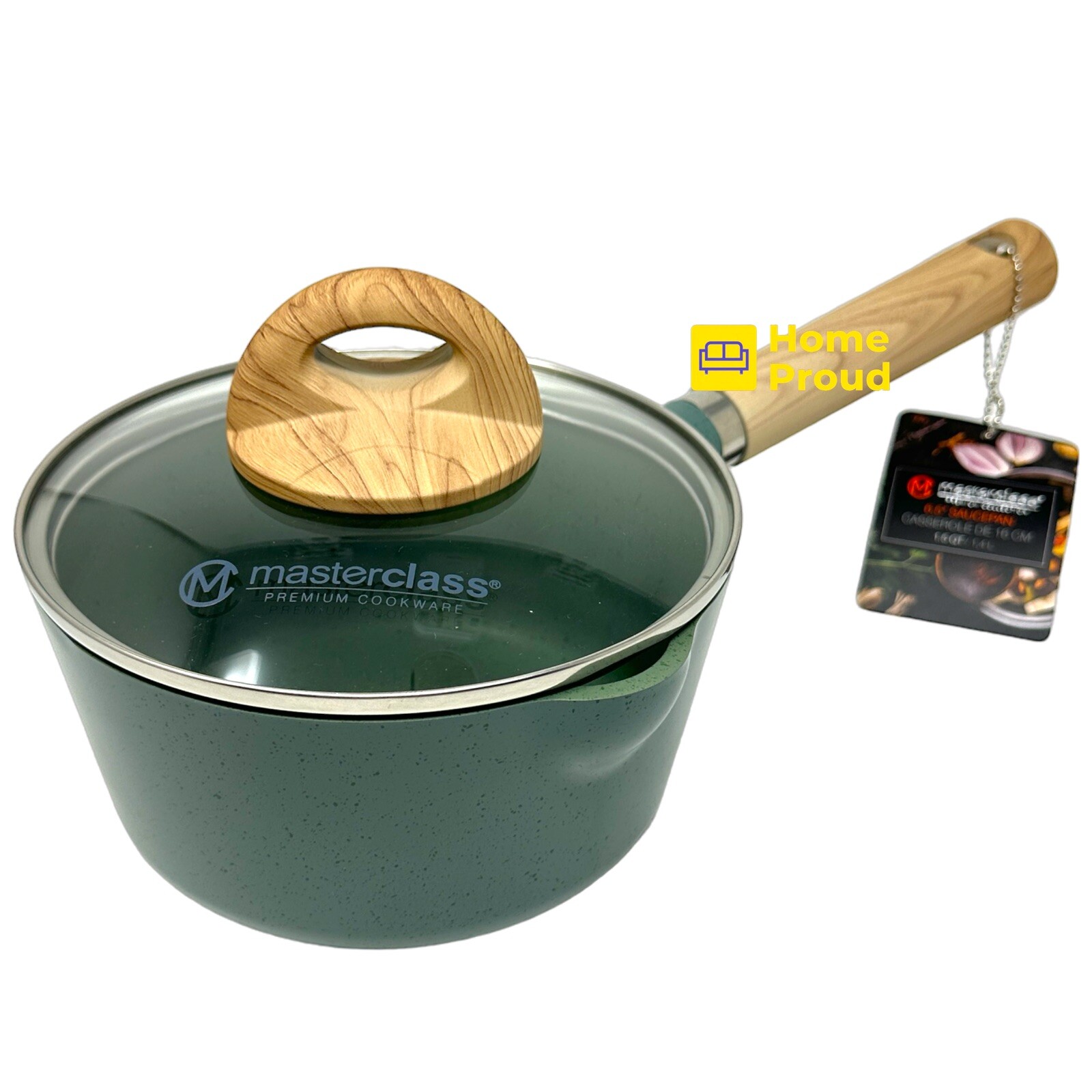 Masterclass Saucepan Casserole With Lid Nonstick 6.5 in 1.5 Qt Kitchen Cookware