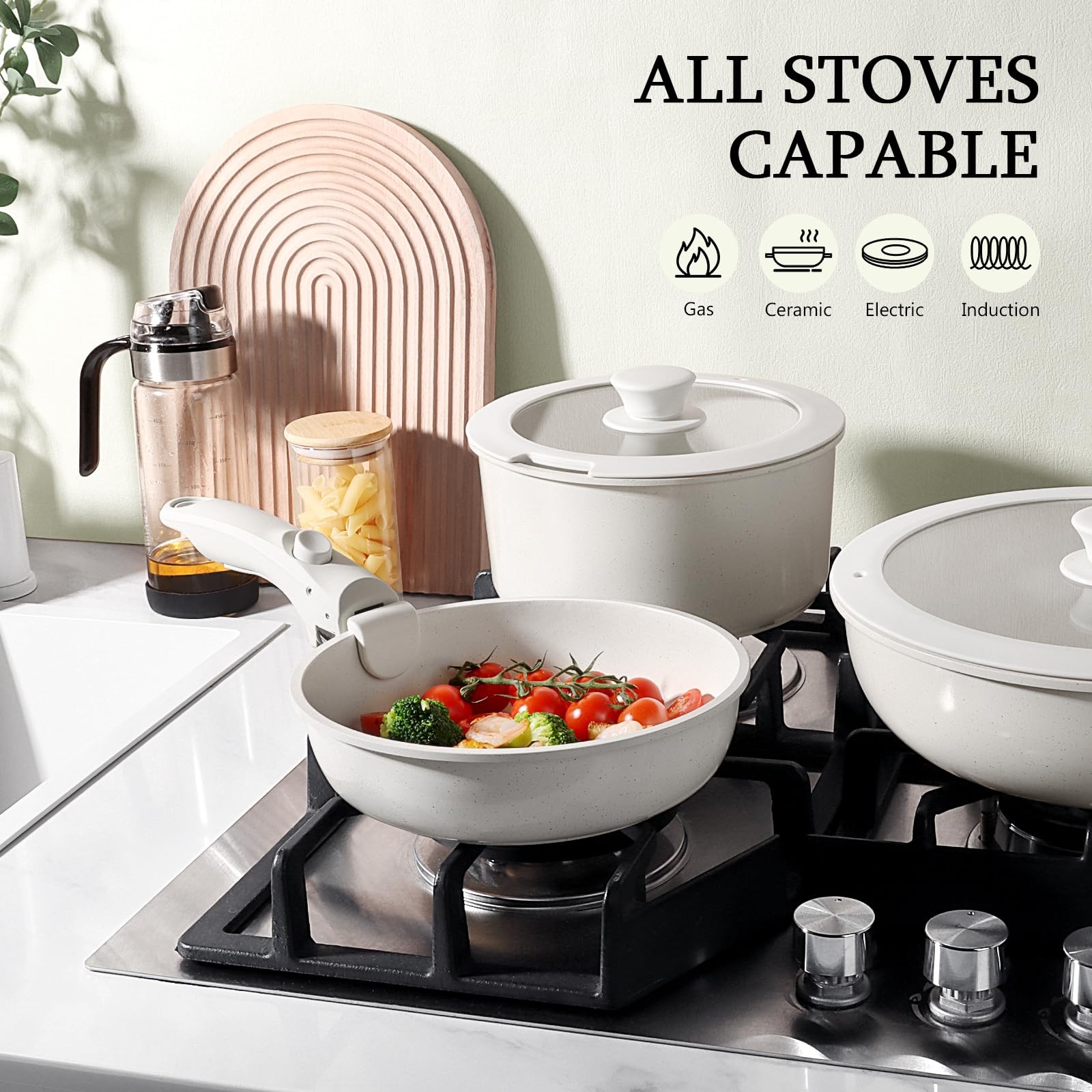 Non Stick Frying Pans Set Removable Handle, Oven Safe Nonstick Fry Pan Skille…