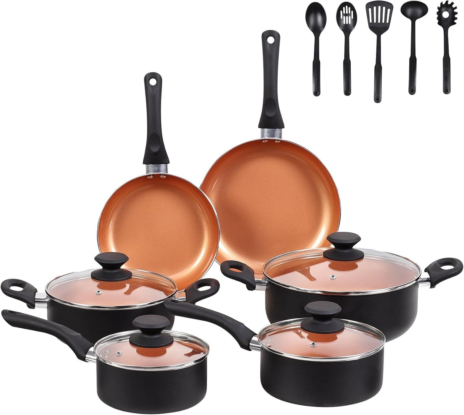 15PCS Nonstick Ceramic Cookware Set – Induction Compatible Pots & Pans