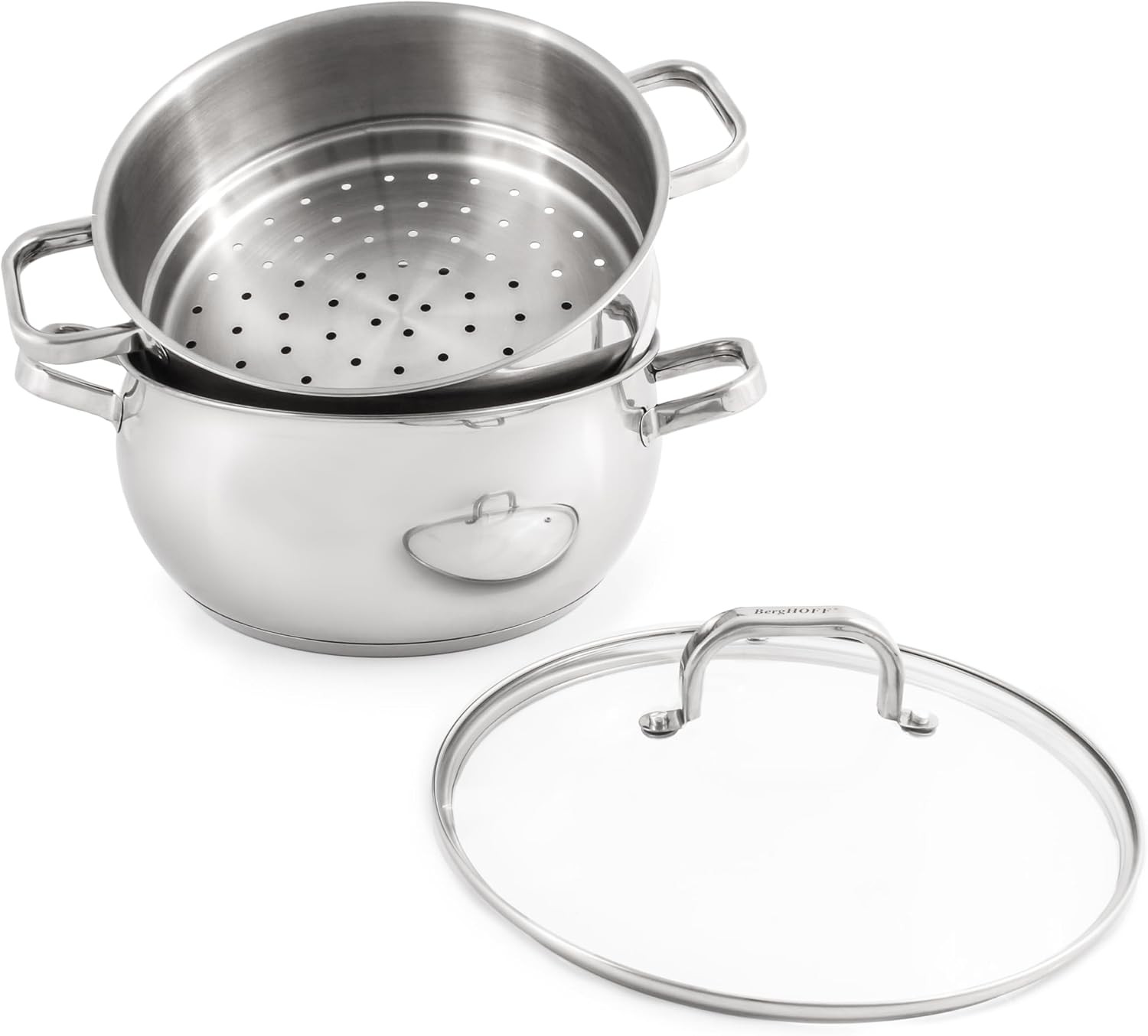 Belly Shape 18/10 Stainless Steel 9.5 inches Stockpot 5.5qt. Glass Lid