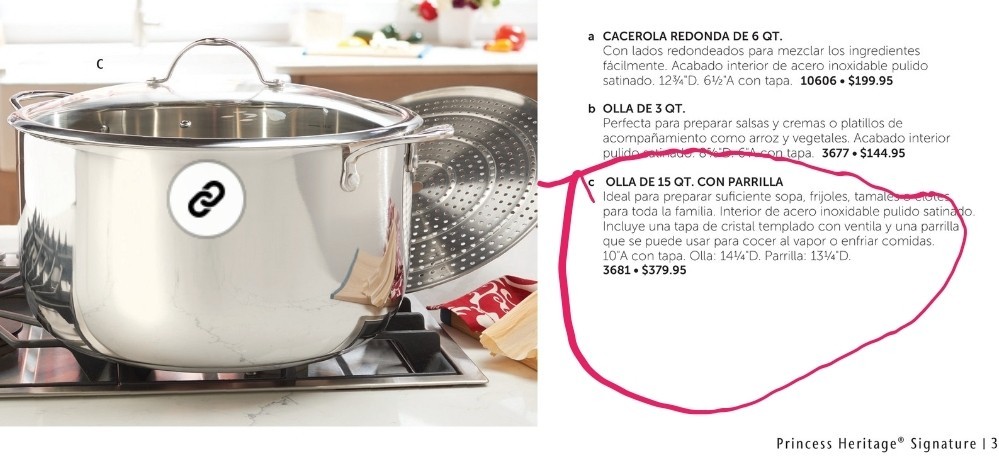 Princess House Heritage Signature 15-Qt Stockpot With Lid & Steam Rack 3681
