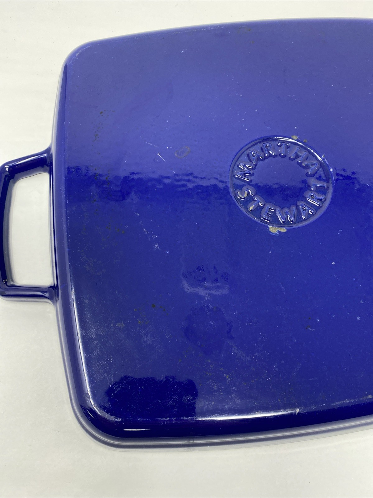 Martha Stewart Cast Iron Square Grill Pan Blue Enamel Double Handles