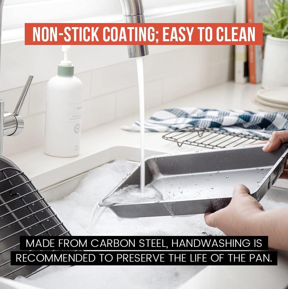 Chef Pomodoro Nonstick Roasting Pan with Rack Turkey Pan Grey