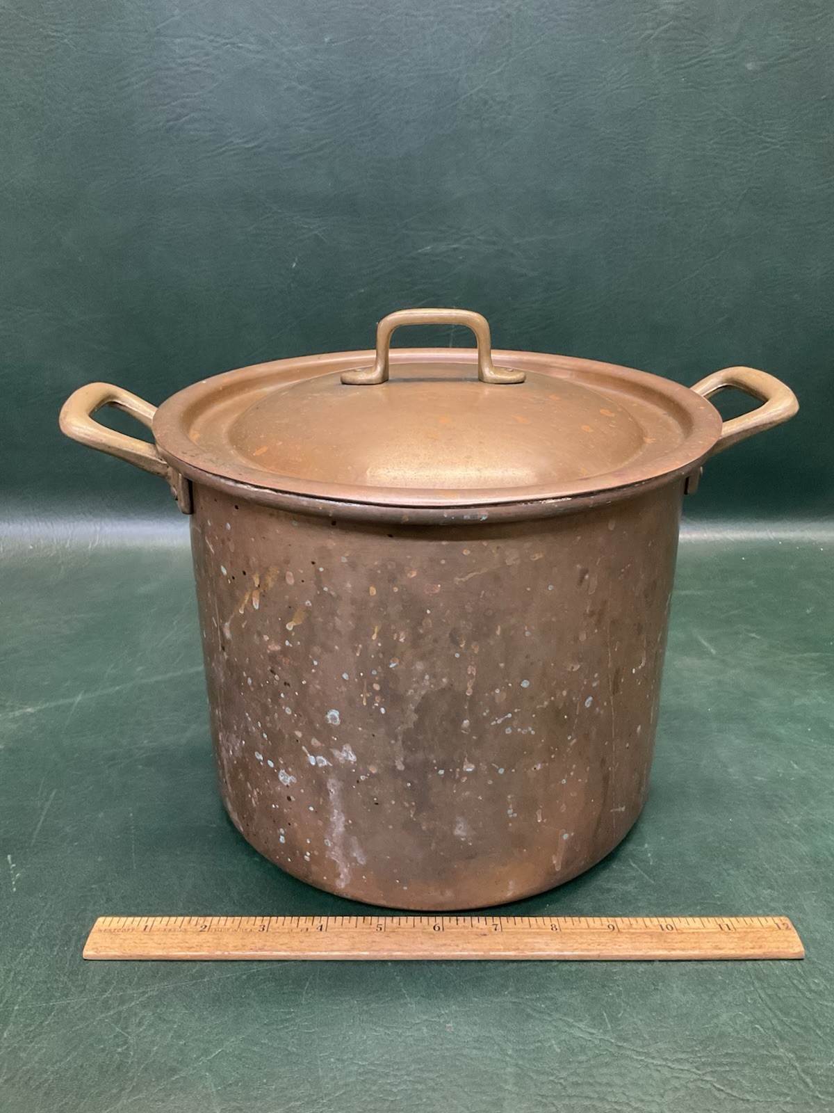 RUFFONI 2000 Large Heavy Duty Hammered Copper Stock Pot w/ Lid 10″ Dia.