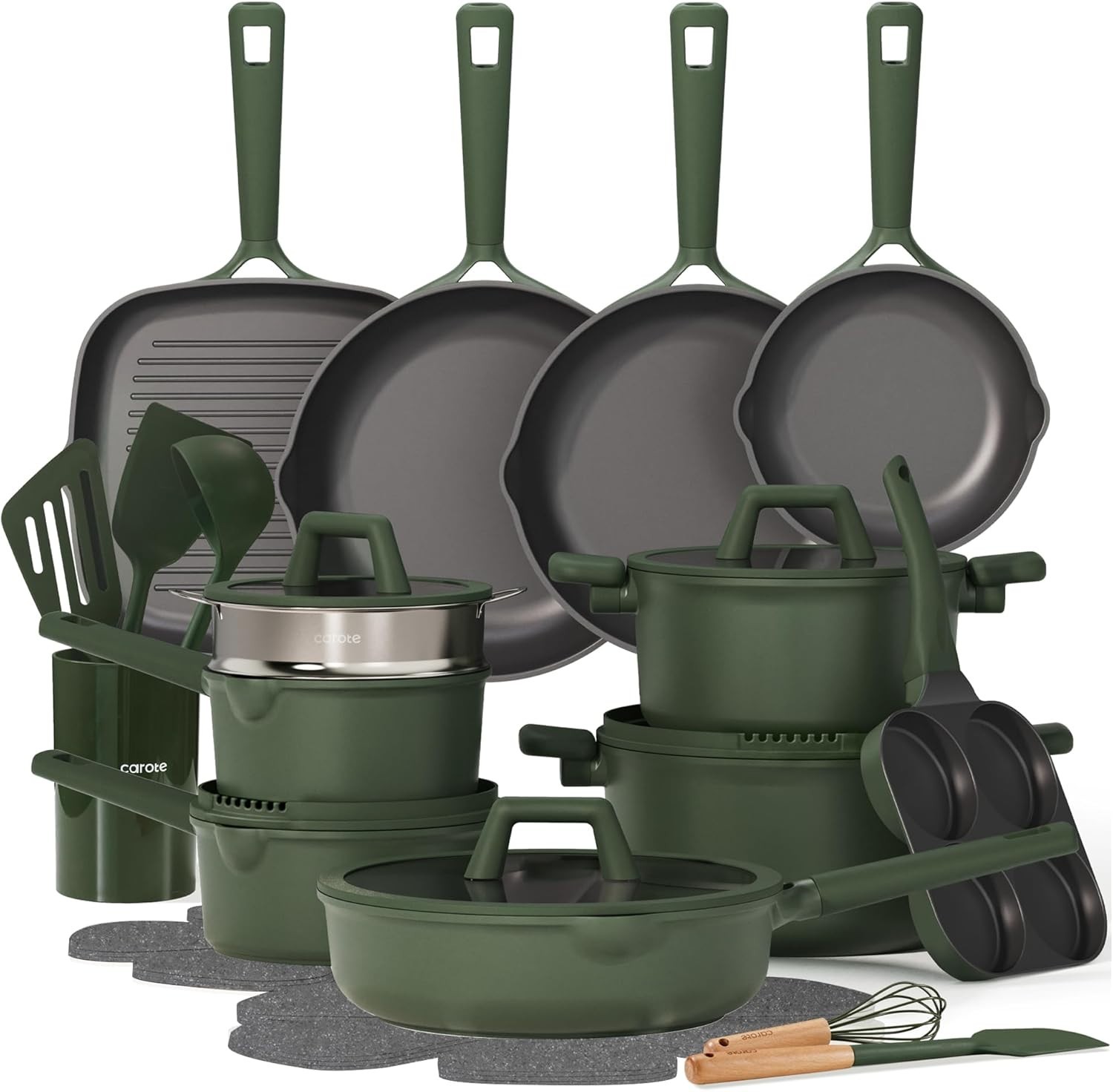 31PCS Pots and Pans Set, Nonstick Cookware Set Kitchen Non Stick Induction Ti…