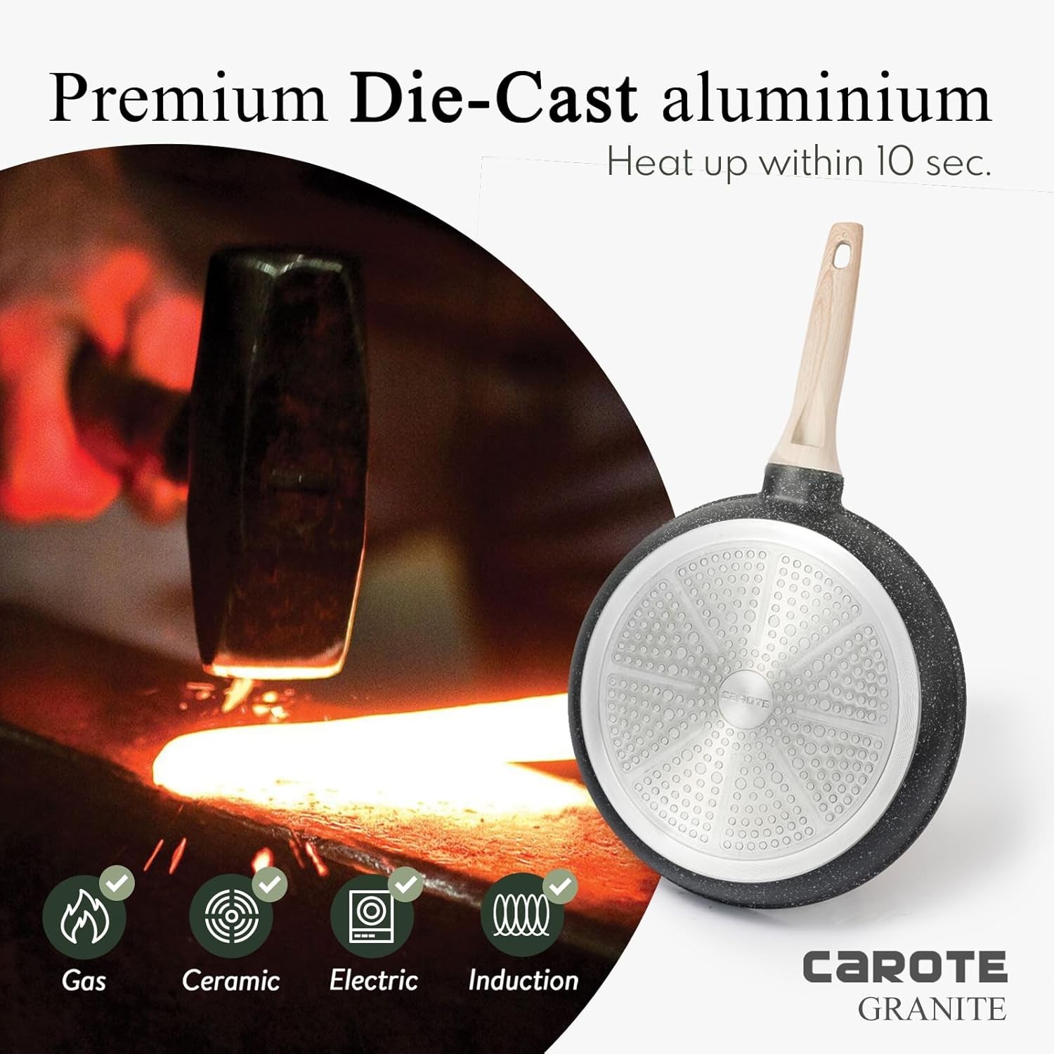 Lightweight 14-Piece Induction-Compatible Cookware Set with Granite Coating