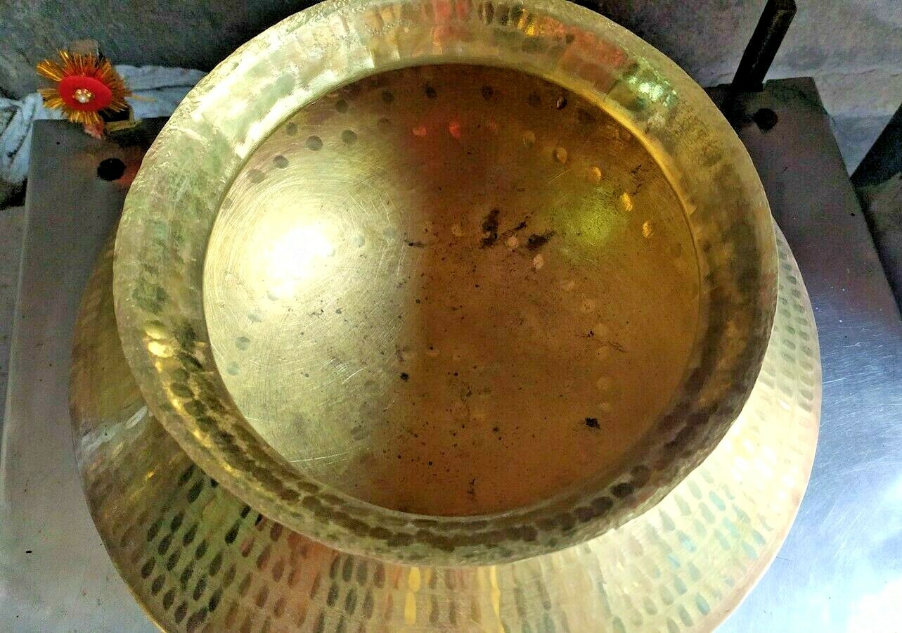 Brass Cooking Handi Tope Pot Peetal Degchi 5 Lt For Chicken Biryan Meat Pot.