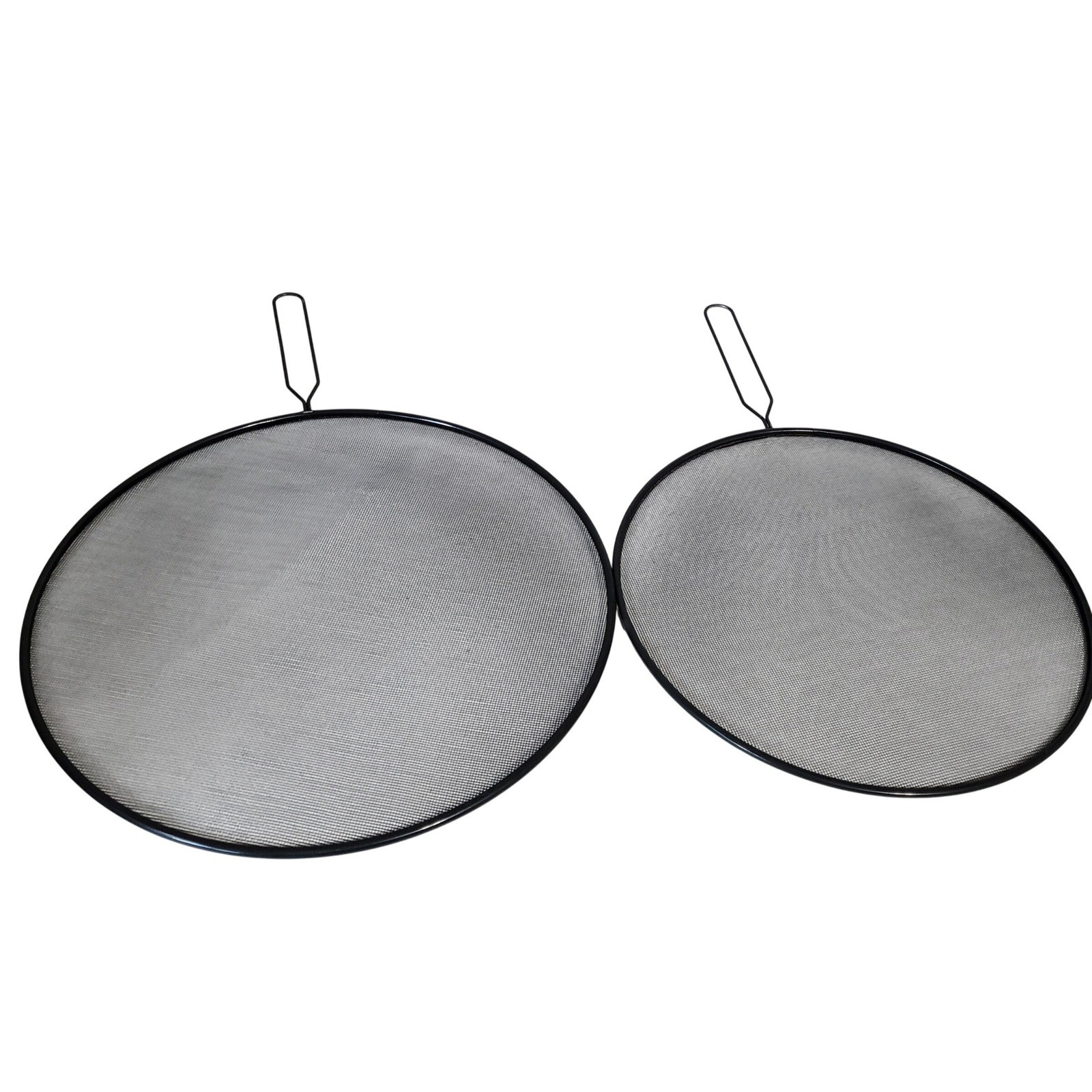 Unbranded Splatter Screen Set 2pc Black 13in 11in Stainless Steel Mesh Guard