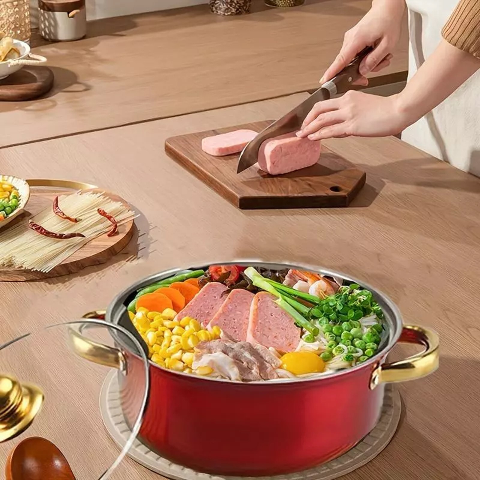 12 Piece Cookware Set Nonstick Pots and Pans Home Kitchen Cooking Non Stick, Red