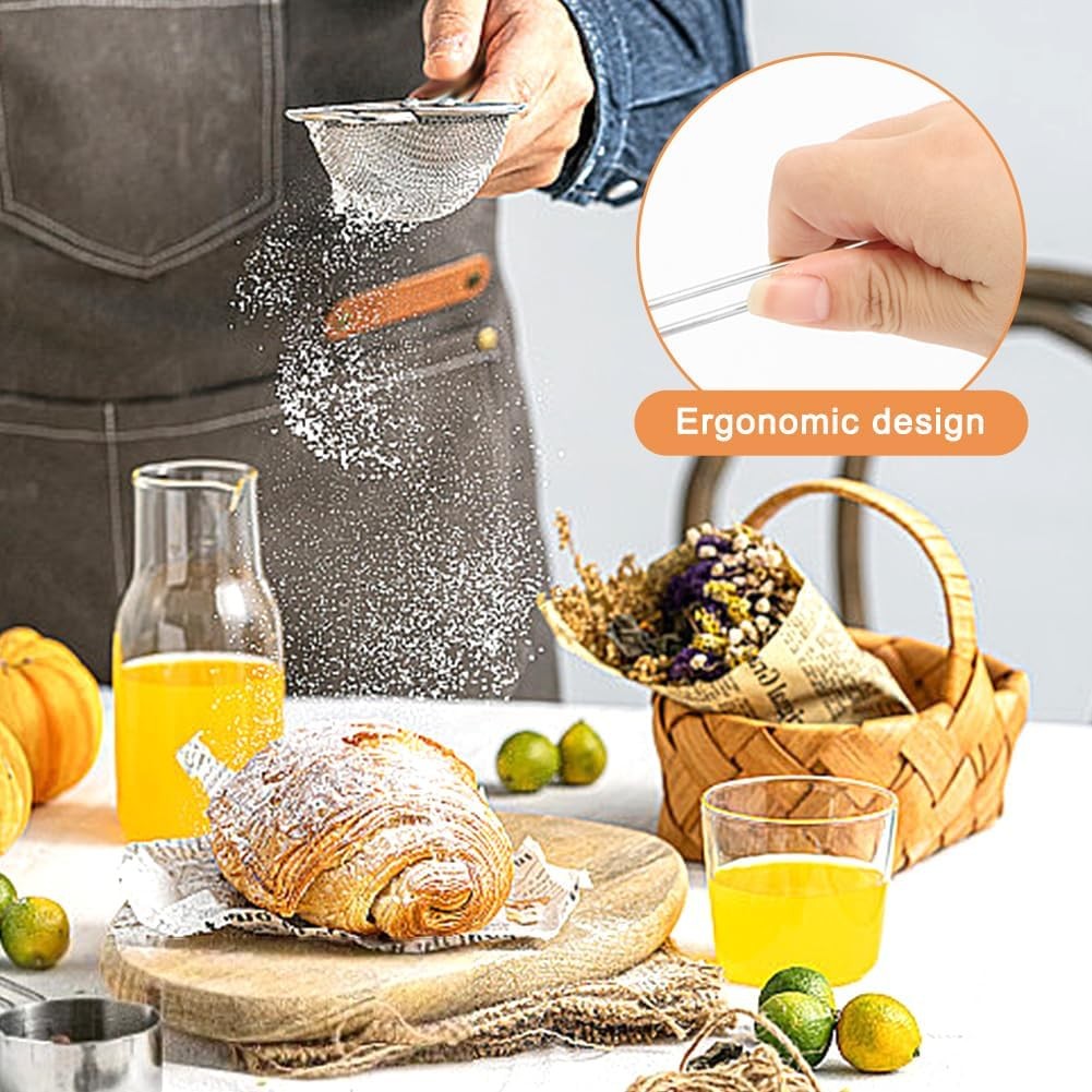 4PCS Stainl Steel Strainer Set – Fine Mesh Multi-Size w/Handles for
