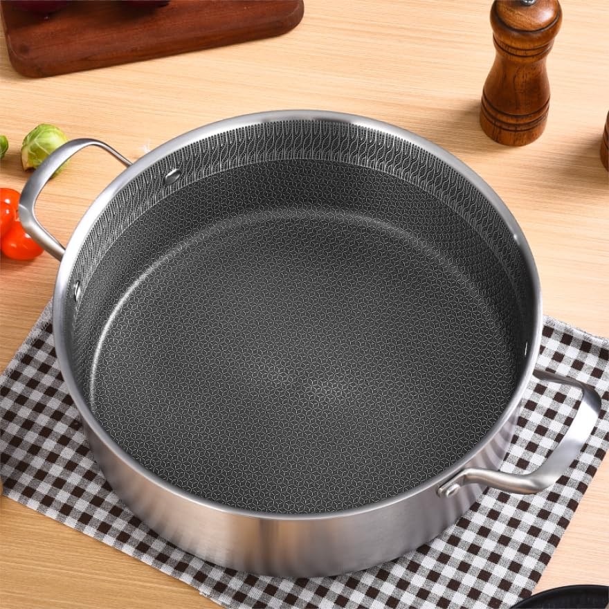 LOLYKITCH 5 QT Hybrid Ceramic Non Stick TriPly Stainless Steel Sauté Pan with…
