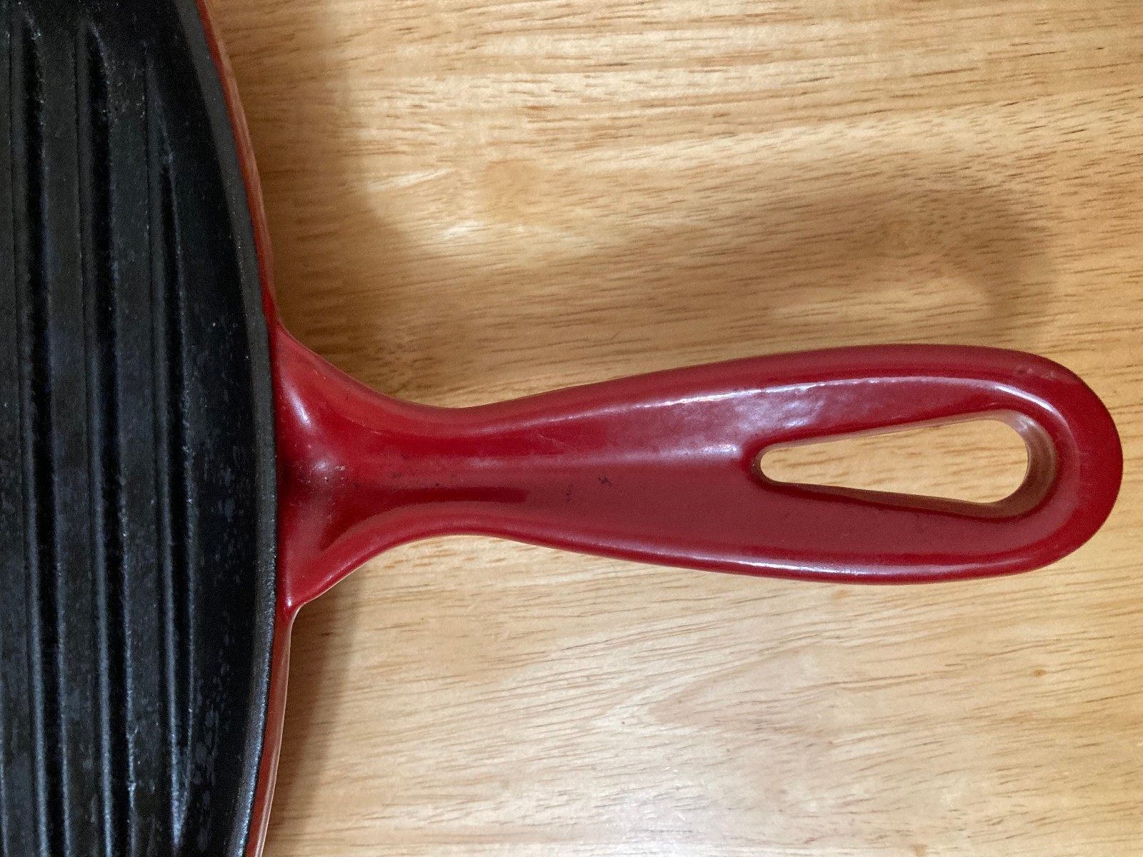 RED Enamel Cast Iron Square 11″ Skillet Ribbed Grilling Pan