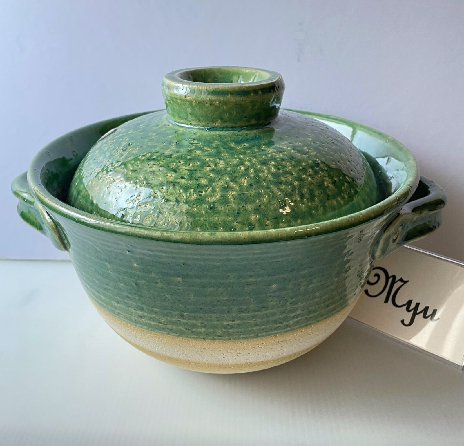 BANKO Ware Rice Clay Pot & Nagatanien Steam Plate RYOKUSAI Green Japanese DONABE