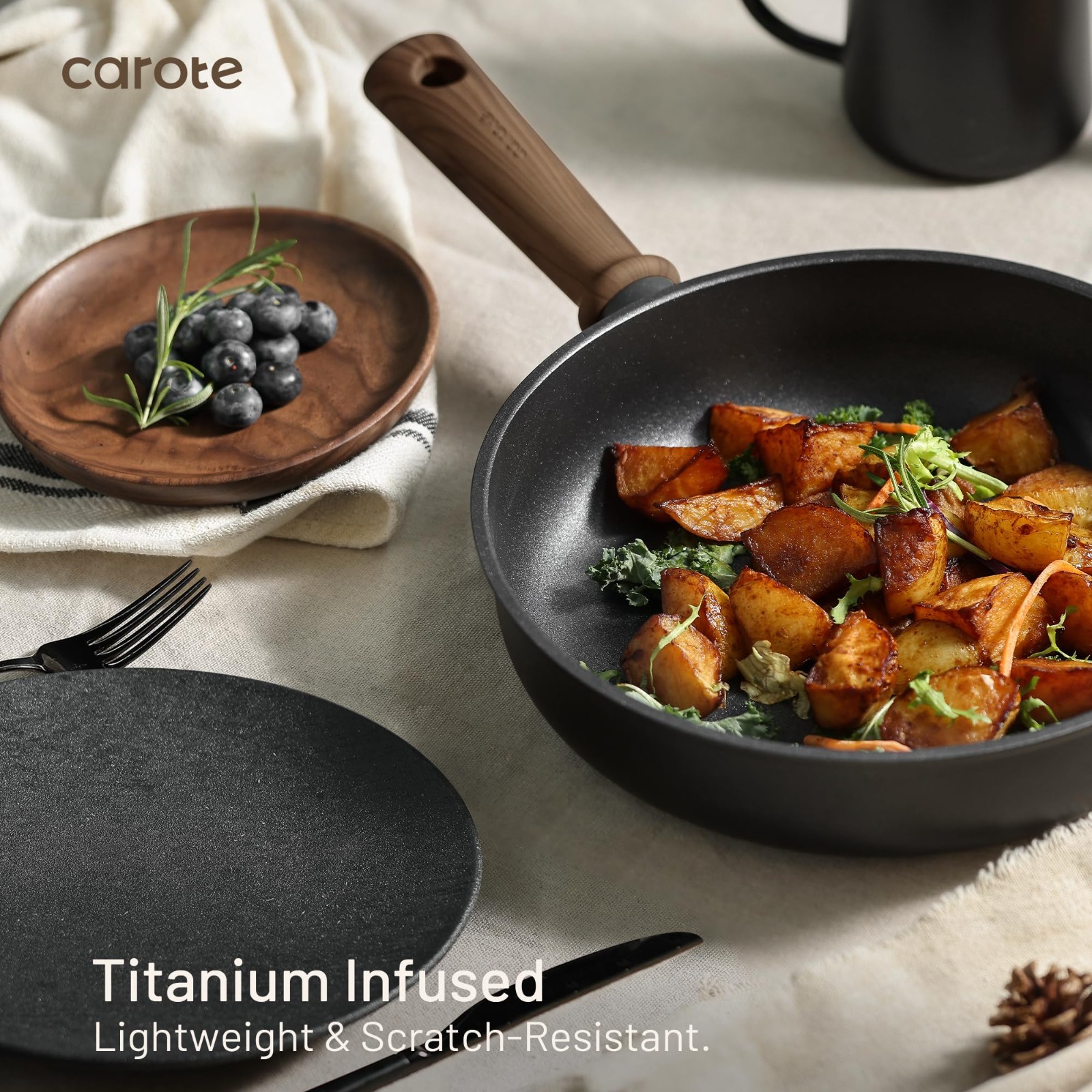 16-Piece Nonstick Cookware Set – Induction Titanium Pots & Pans, Frying Pan, PFO