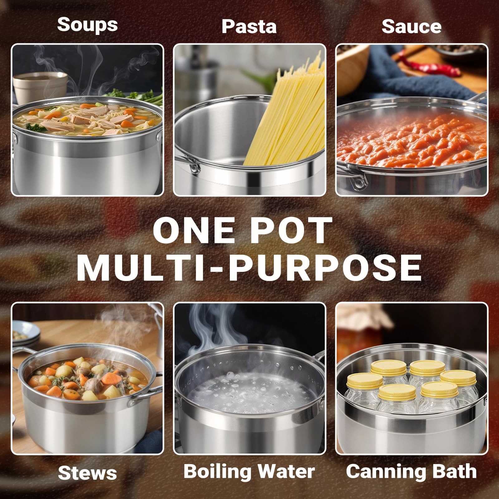 Stainless Steel Stock Pot – 5 Quart Heavy Duty Induction Cooking Pot with Vis…