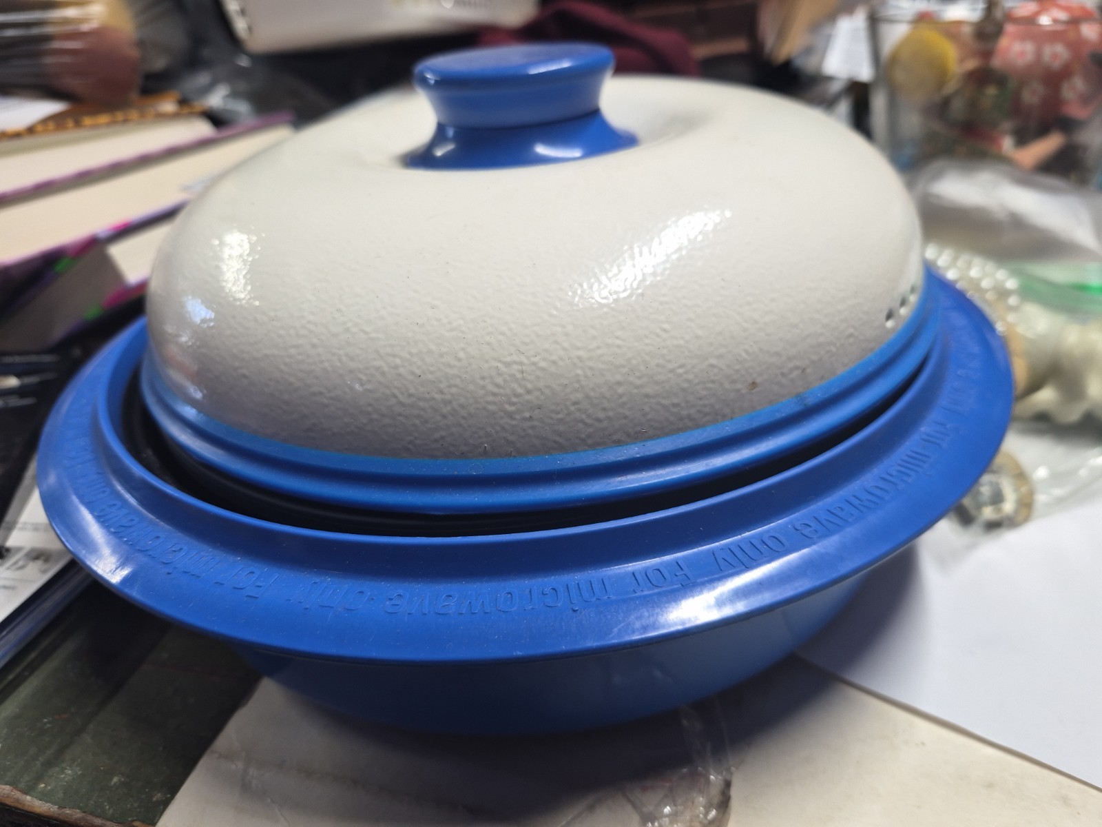 RANGEMATE blue ROUND MICROWAVEABLE COOKER rv camping grill