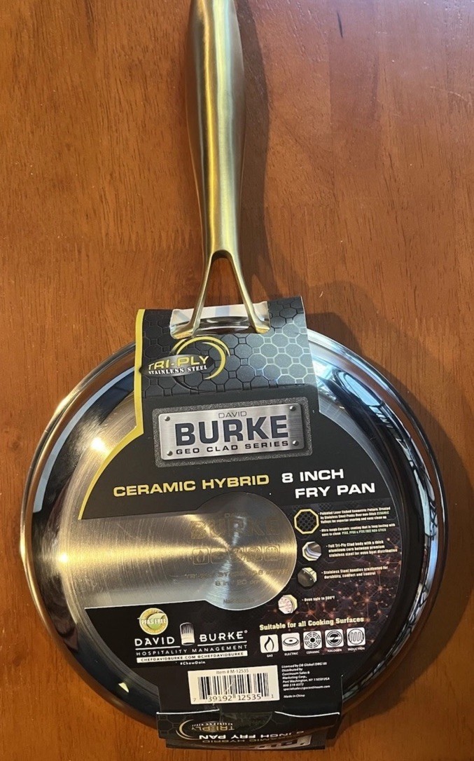 David Burke Geo Clad 8″ Tri-Ply Stainless Hex Steel Hybrid Frying Pan w/ Copper